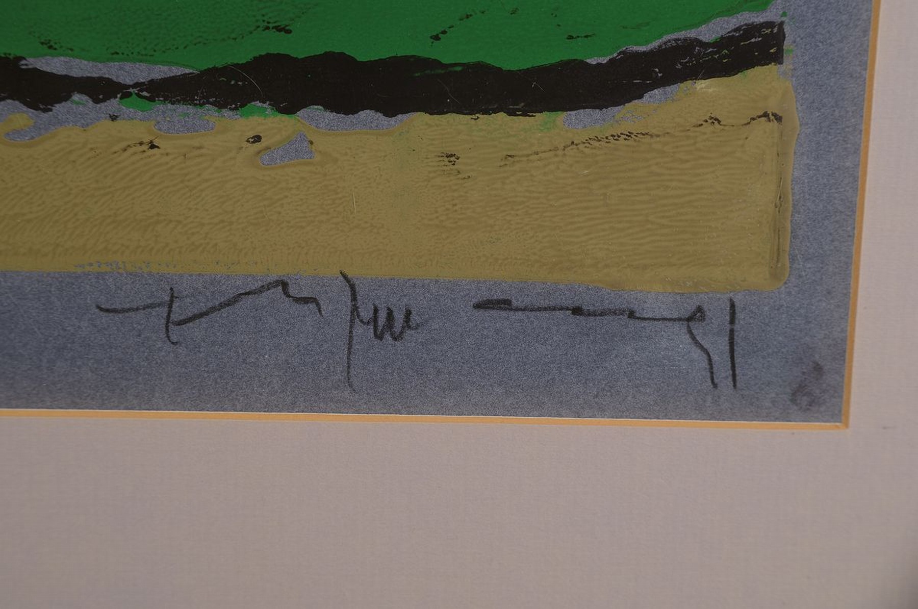 Detail a: Klaus Fußmann, geb. 1938 Velbert, Farblinolschnitt, Weite Landschaft, handsigniert, bez. e.a., ca. 42x56cm, PP, u.Gl., R. ca. 80x90cm
