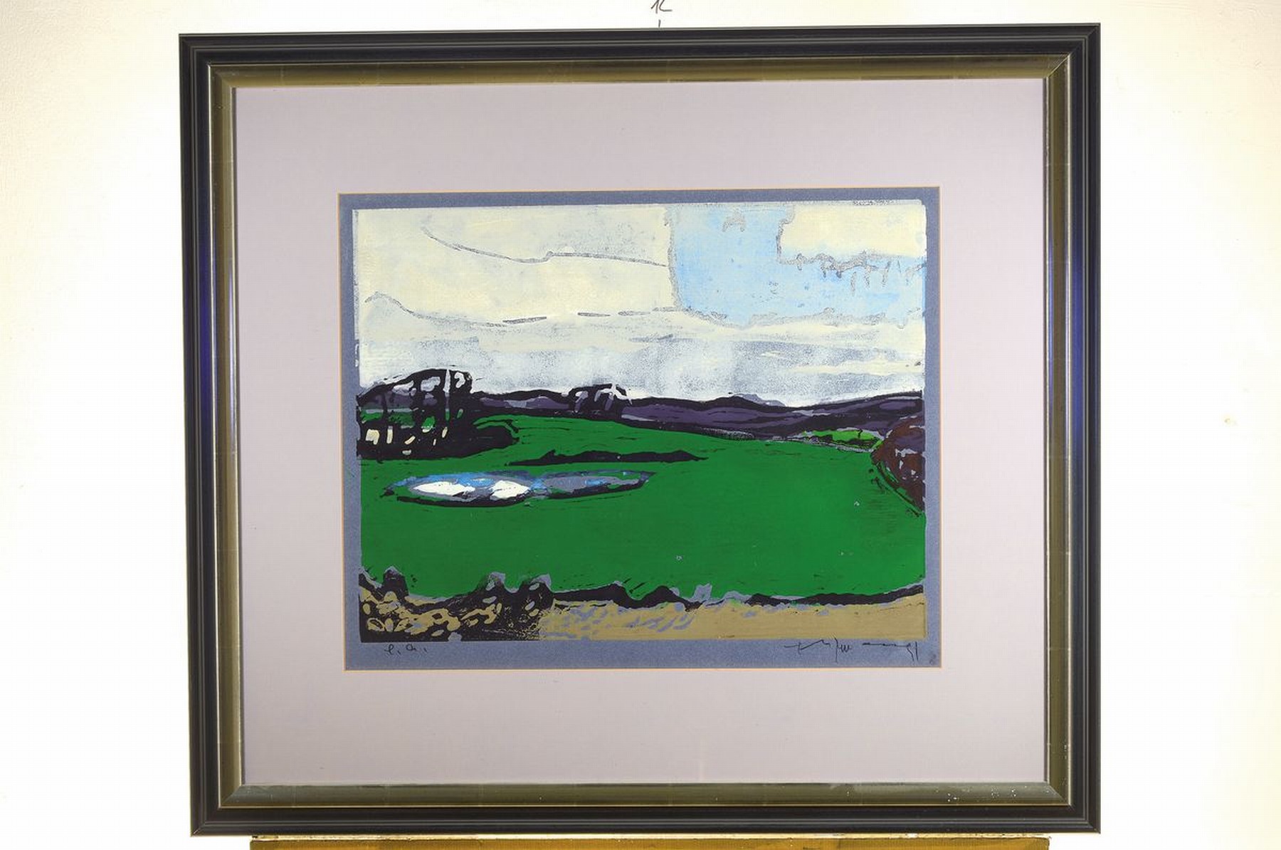 Detail k: Klaus Fußmann, geb. 1938 Velbert, Farblinolschnitt, Weite Landschaft, handsigniert, bez. e.a., ca. 42x56cm, PP, u.Gl., R. ca. 80x90cm