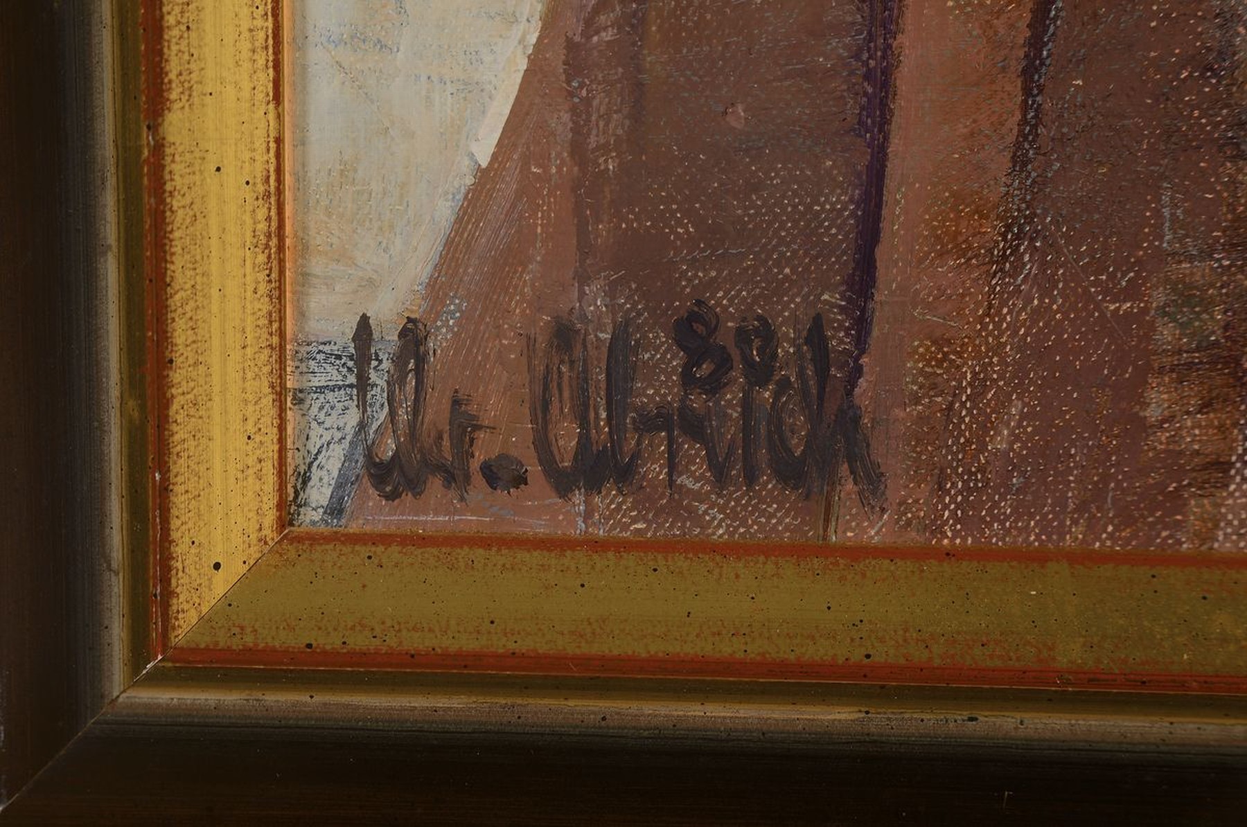 Detail l: Christel Abresch, 1931 Sulzbach-2011 Neustadt/Weinstr., Porträt eines Clowns, Öl/Lwd, signiert und dat. 80, ca. 30x24cm, R. ca. 38x32cm
