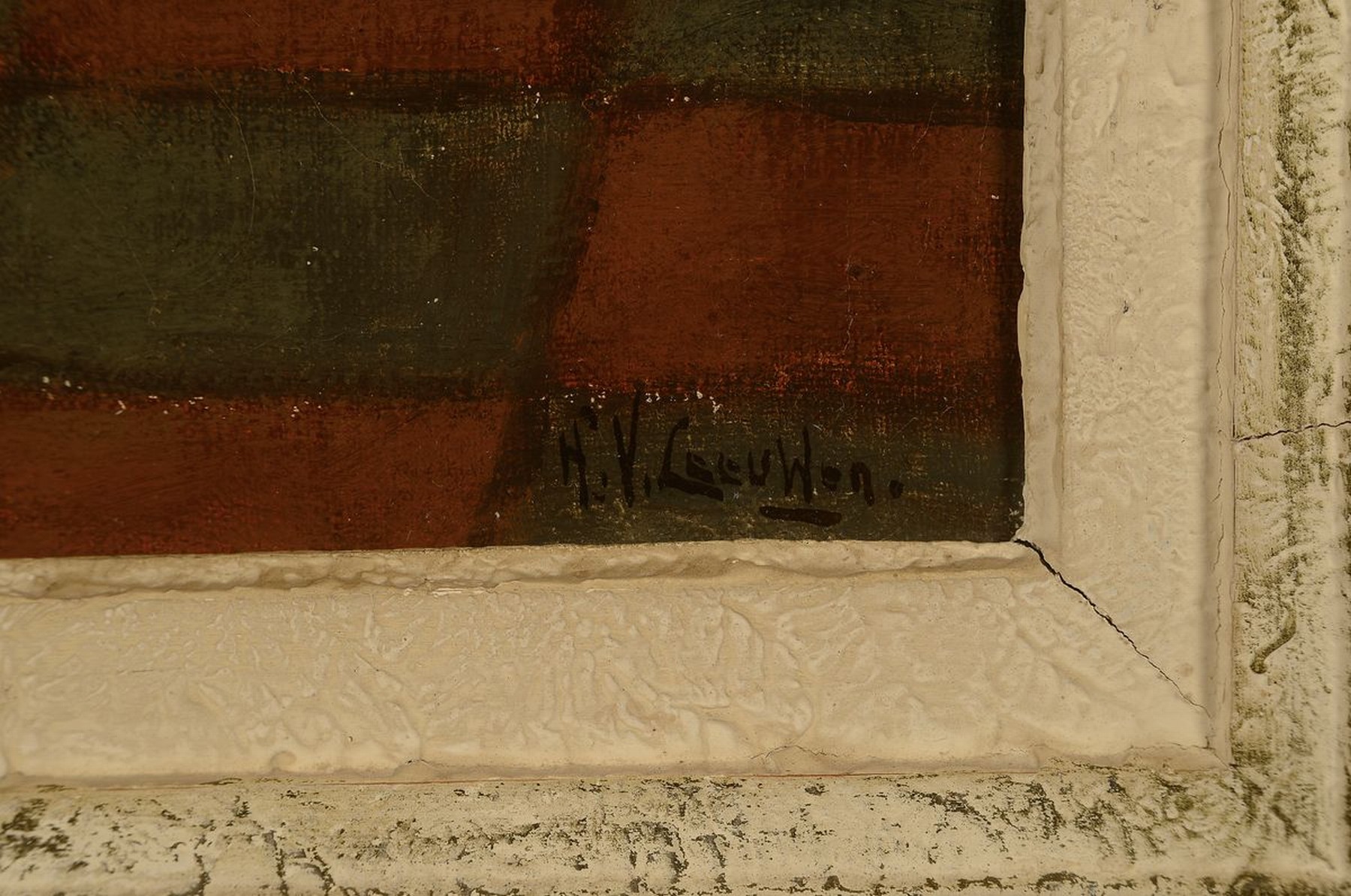 Detail a: Hendrik van Leeuwen, 1980-1972, Holländerin beim Kartoffel schälen in der Küche, Öl/Lwd, rechts unten signiert, ca. 50x40cm, R. ca. 62x52cm