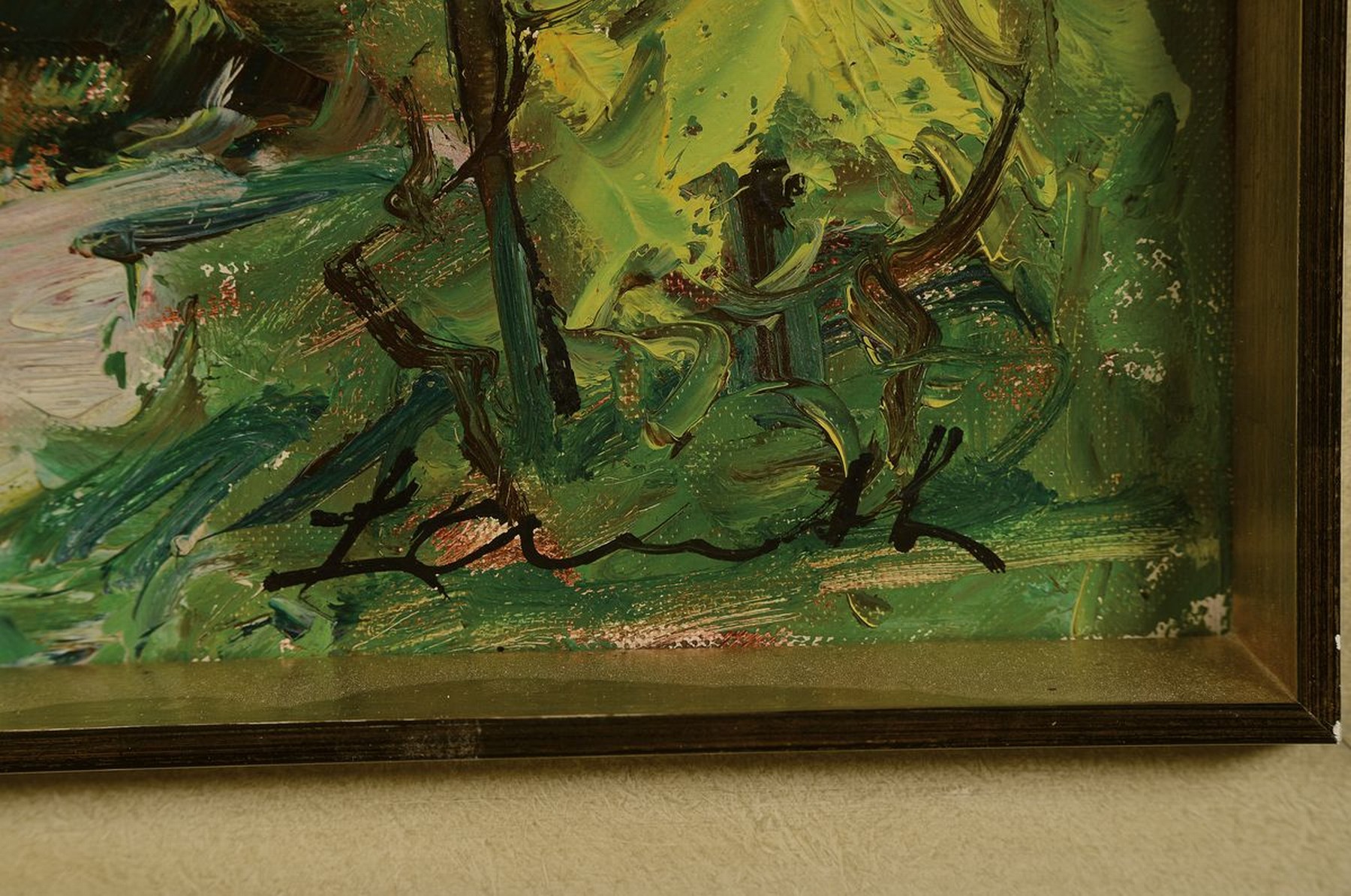 Detail c: Robert Lauth, 1896-1985 Ludwigshafen, Weinleseszene in der Pfalz, im Hintergrund der Peterskopf, Öl/Lwd, rechts unten sign., ca. 50x60cm, R. ca. ...