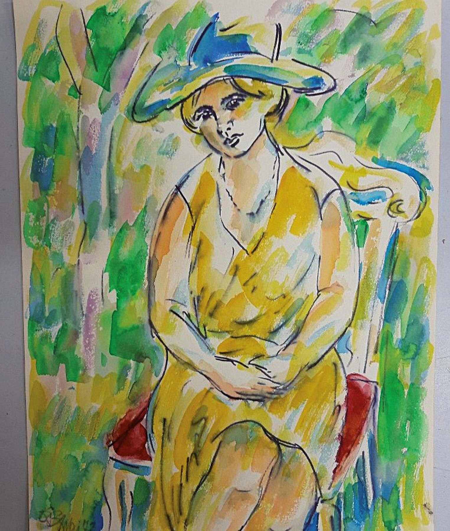 Detail k: Fredo Bley, 1929 Mylau-2010 Reichenbach/Vogtland, Konvolut aus drei Arbeiten: Sitzende Frau, Gouache auf Papier, signiert; Porträt einer Frau mit ...