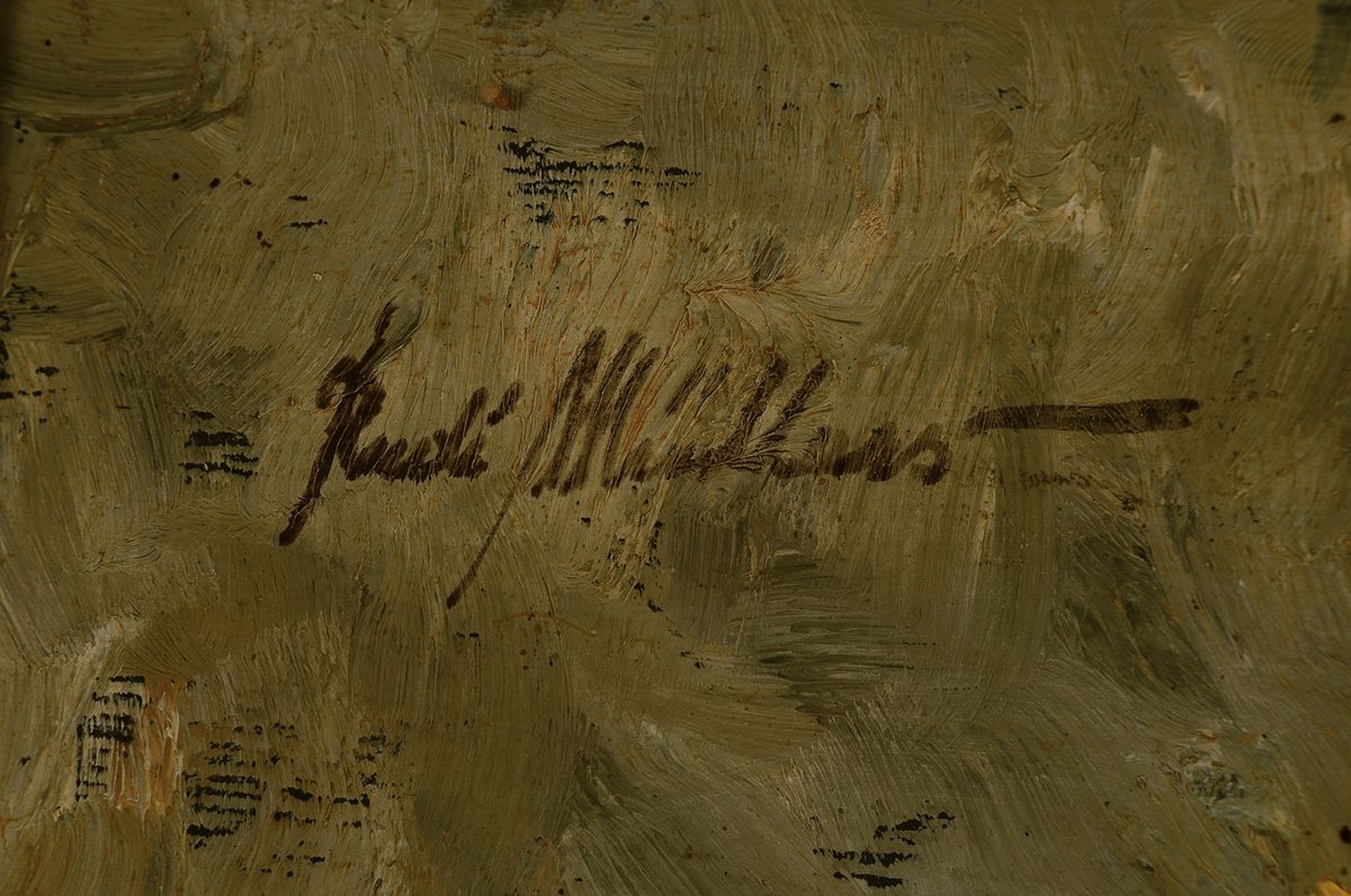 Detail c: Rudi Müllers, 1895 Mannheim - 1972 Heidelberg, Stillleben, Öl/Platte, signiert, ca. 60 x 50 cm, Rahmen