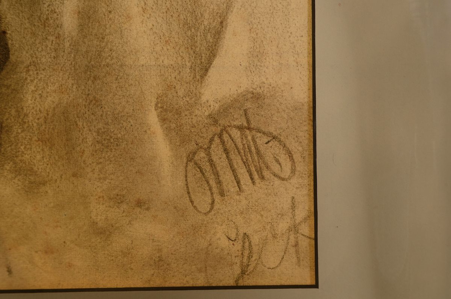 Detail a: Otto Beck, wohl Otto Waler Beck, 1864 - 1954, Kohlezeichnung, junges Frau in Tracht, re. unten signiert, ca. 53 x 38 cm