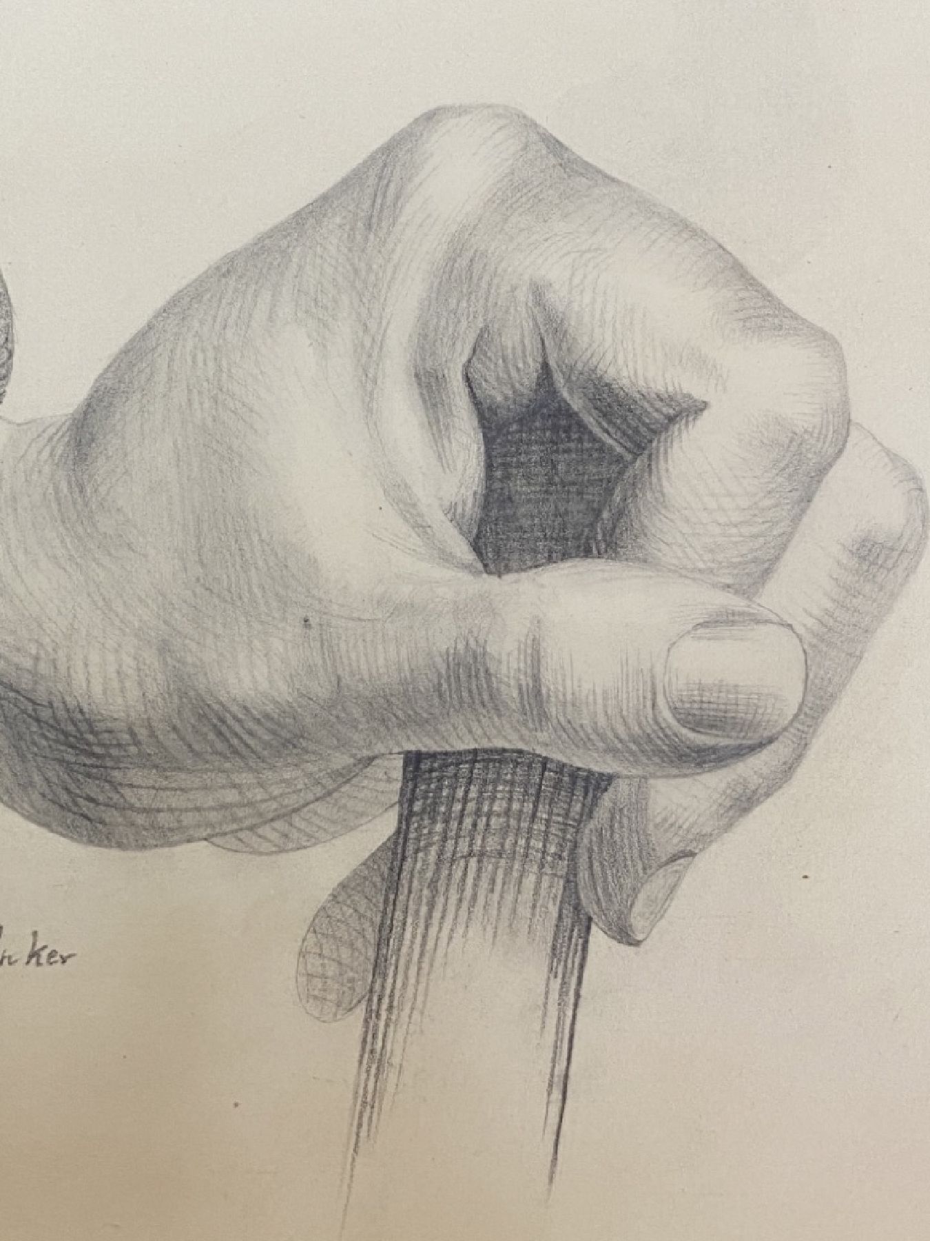 Detail b: Albert Anker, 1831 Ins - 1910, Studie einer Hand mit Stock, signiert Anker, ca. 20 x 31 cm