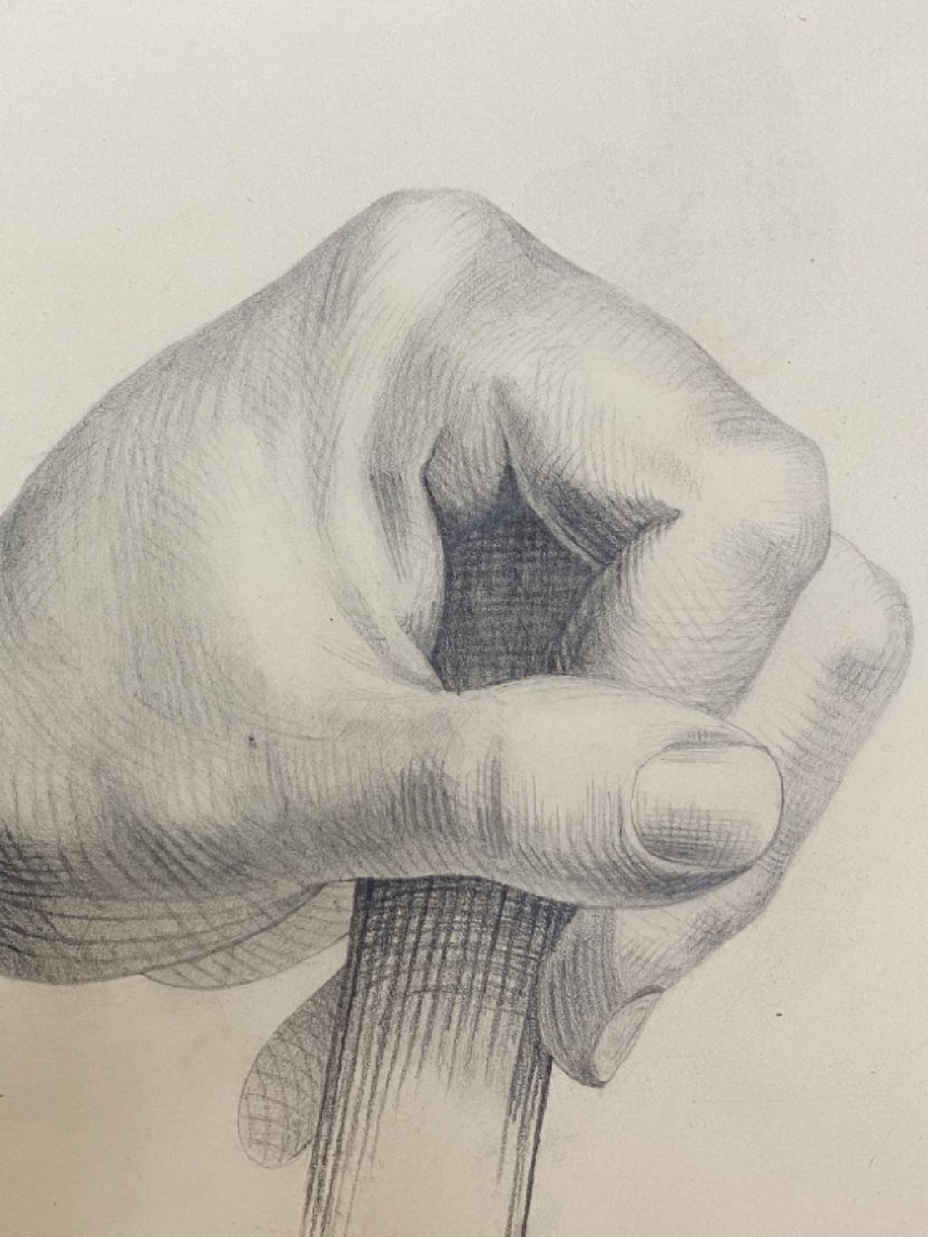 Detail e: Albert Anker, 1831 Ins - 1910, Studie einer Hand mit Stock, signiert Anker, ca. 20 x 31 cm