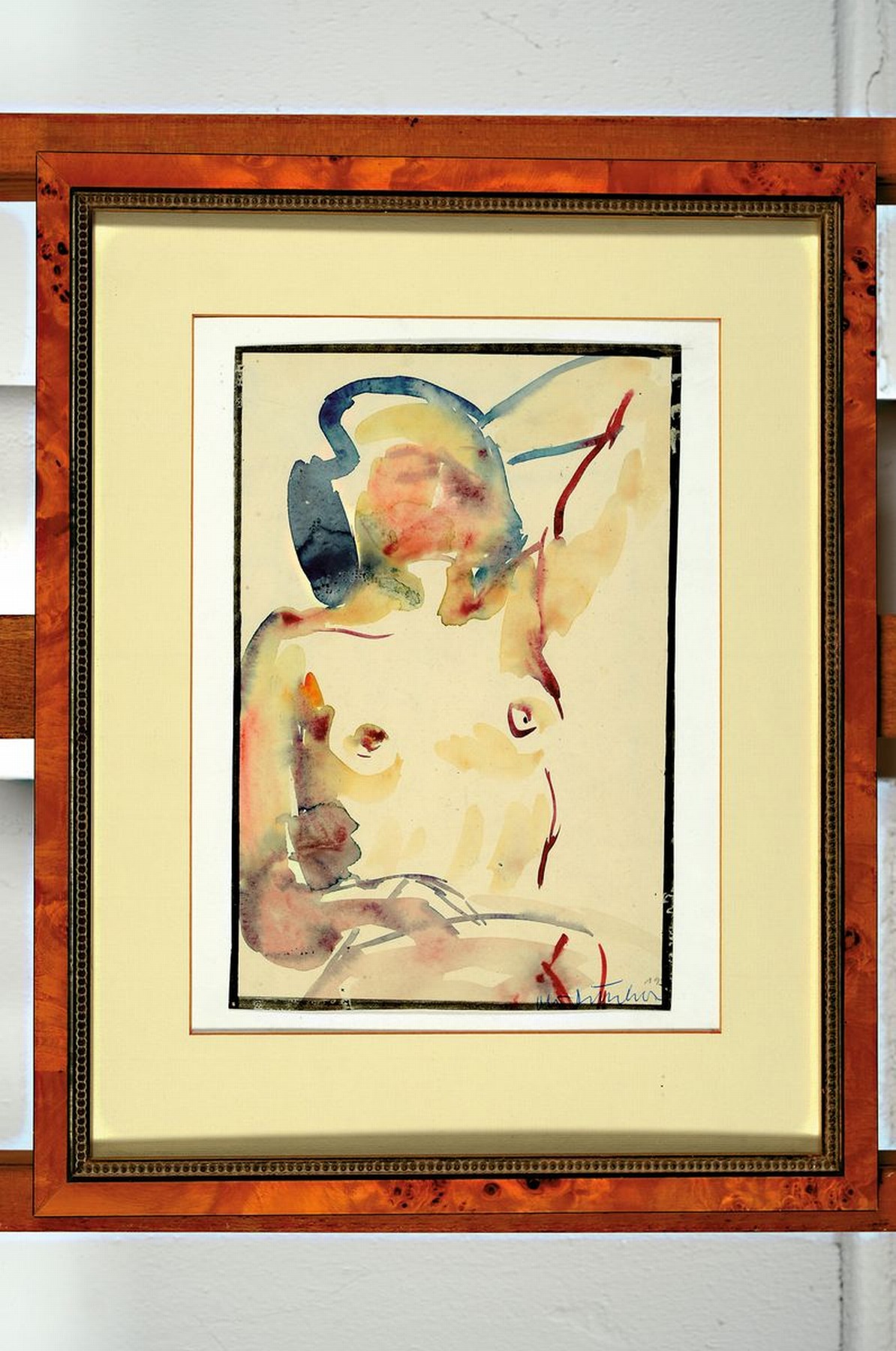 Detail k: Otto Ditscher, 1904 Neuhofen - 1987,, Frauenakt, Aquarell, re. u. signiert, 27 x 18 cm, unter Glas, Rahmen: 43 x 34 cm