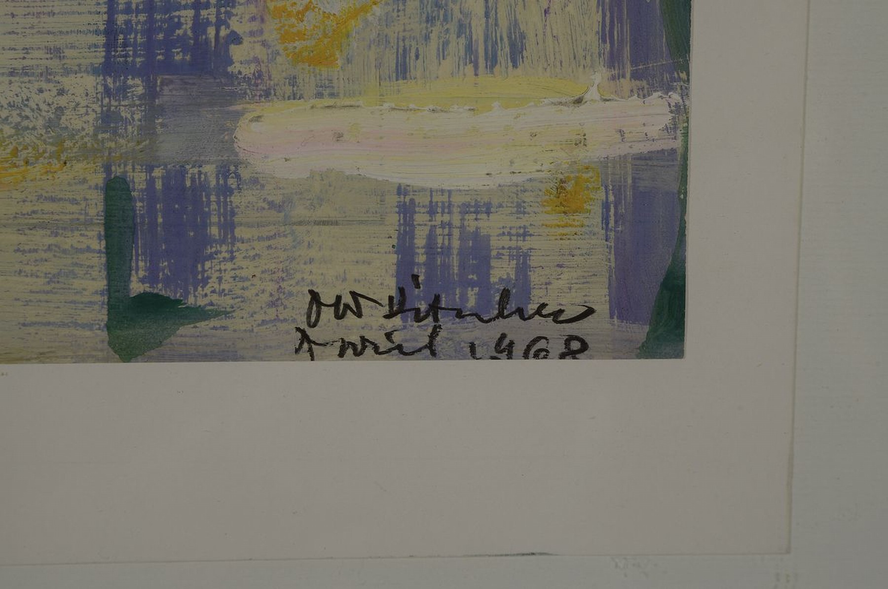 Detail g: Otto Ditscher, 1904 Neuhofen - 1987,, abstrakte Komposition , Mischtechnik/Papier, signiert und dat. 1968, ca. 20.5 x 29 cm, unter Glas, Rahmen