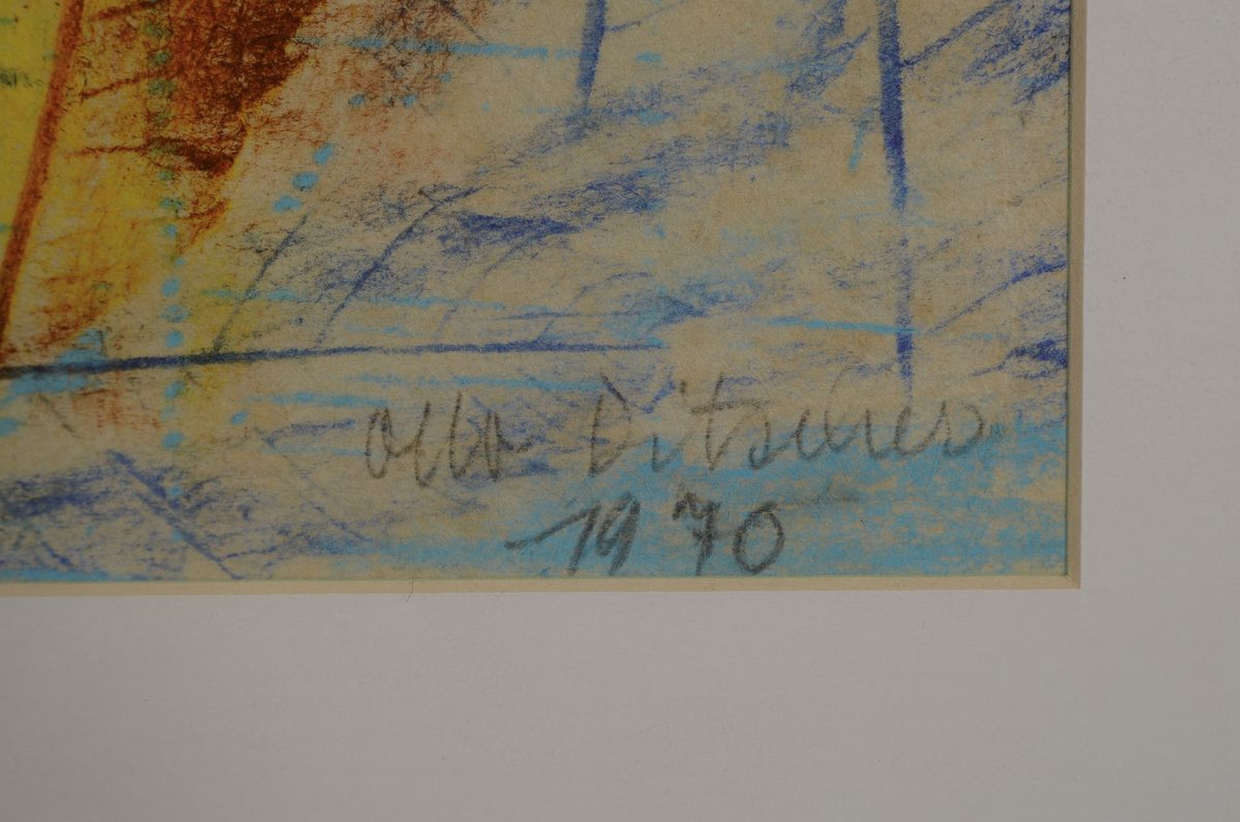 Detail e: Otto Ditscher 1904 Neuhofen - 1987, Buntstift/Papier, signiert, Blätter, re. u. signiert und dat. 1970, 38.5 x 58 cm unter Glas, Rahmen