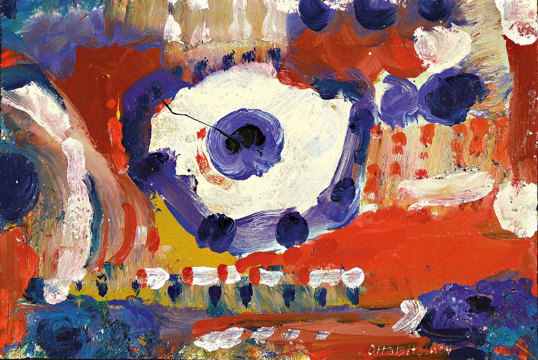 Otto Ditscher 1904 Neuhofen - 1987, Öl/Holz, abstrakte Komposition, re. unten signiert, 18.5 x 28 cm, auf schwarzer Platte montiert, ca. 34 x 40 cm