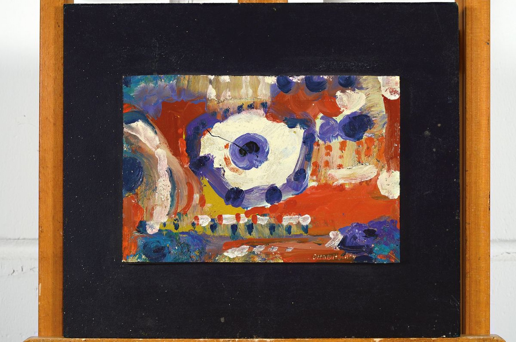 Detail k: Otto Ditscher 1904 Neuhofen - 1987, Öl/Holz, abstrakte Komposition, re. unten signiert, 18.5 x 28 cm, auf schwarzer Platte montiert, ca. 34 x 40 cm