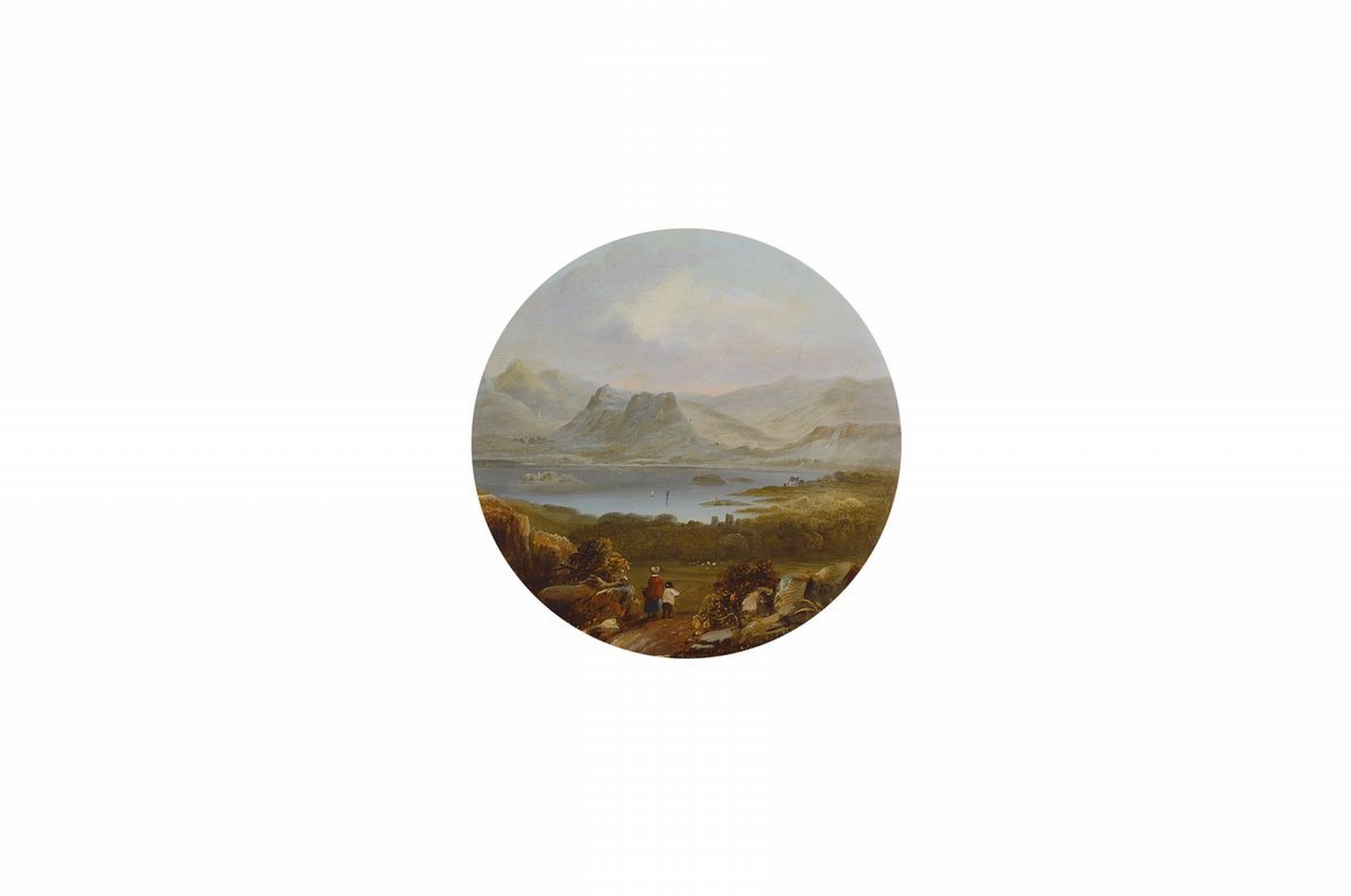Englischer Landschaftsmaler, Mitte 19. Jh., Öl/Leinwand, zwei Pendants: Ansichten von Wales, 1x bez. near Lynn, im oval, Rahmen, ca. ...