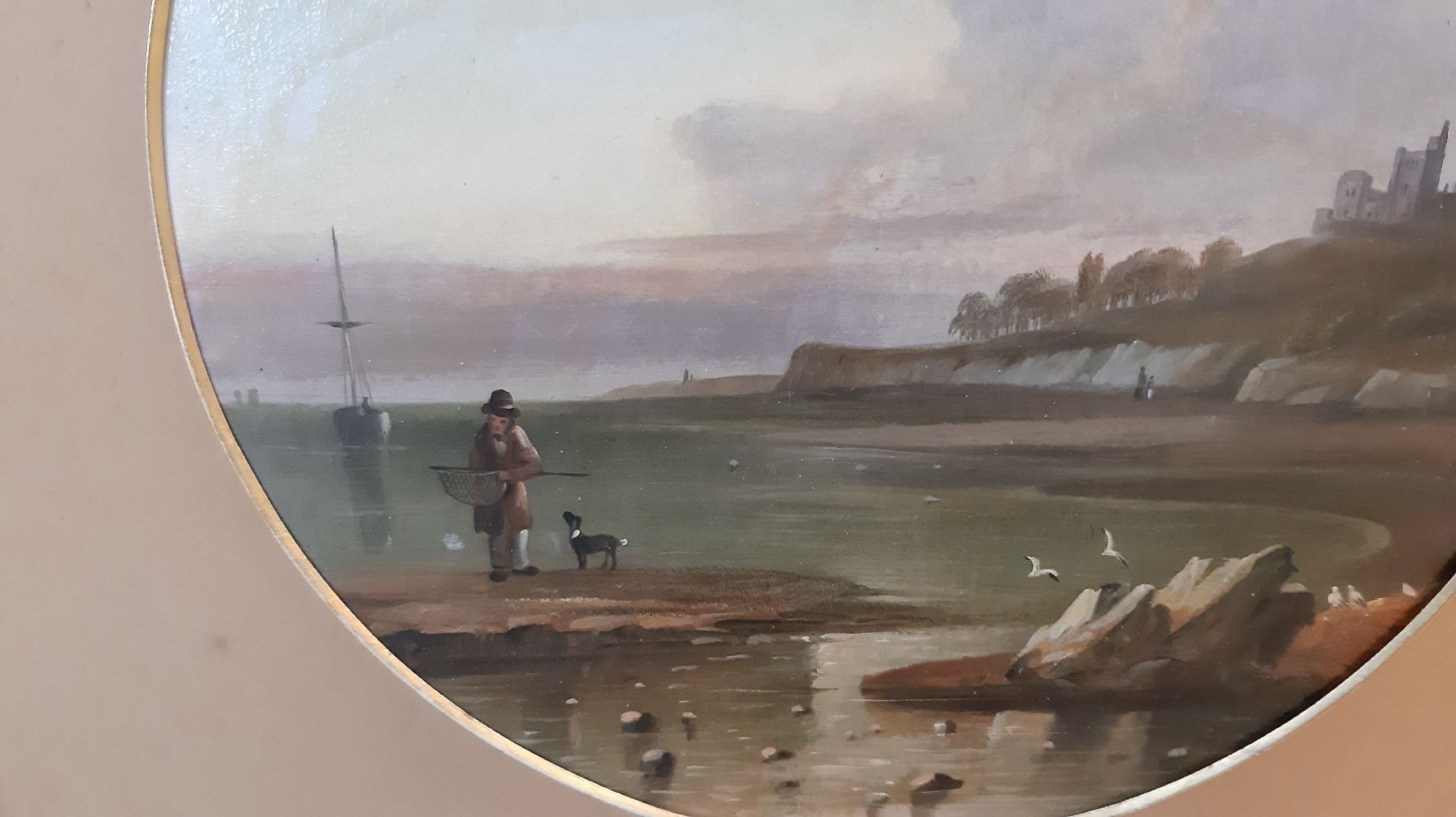 Detail d: Englischer Landschaftsmaler, Mitte 19. Jh., Öl/Leinwand, zwei Pendants: Ansichten von Wales, 1x bez. near Lynn, im oval, Rahmen, ca. ...