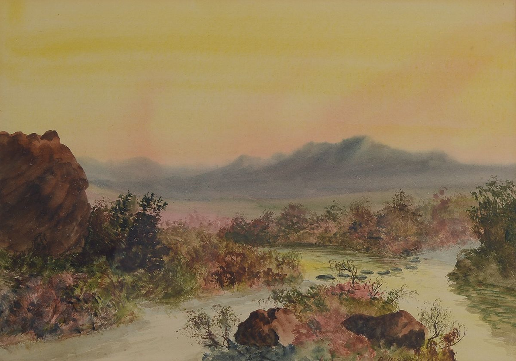Arland A. Ussher, Maler des 19./20. Jh., Aquarell, Landschaft in Irland, rechts unten sign., PP., unter Glas, ca. 21x30 cm, Rahmen ca. 33x41 cm