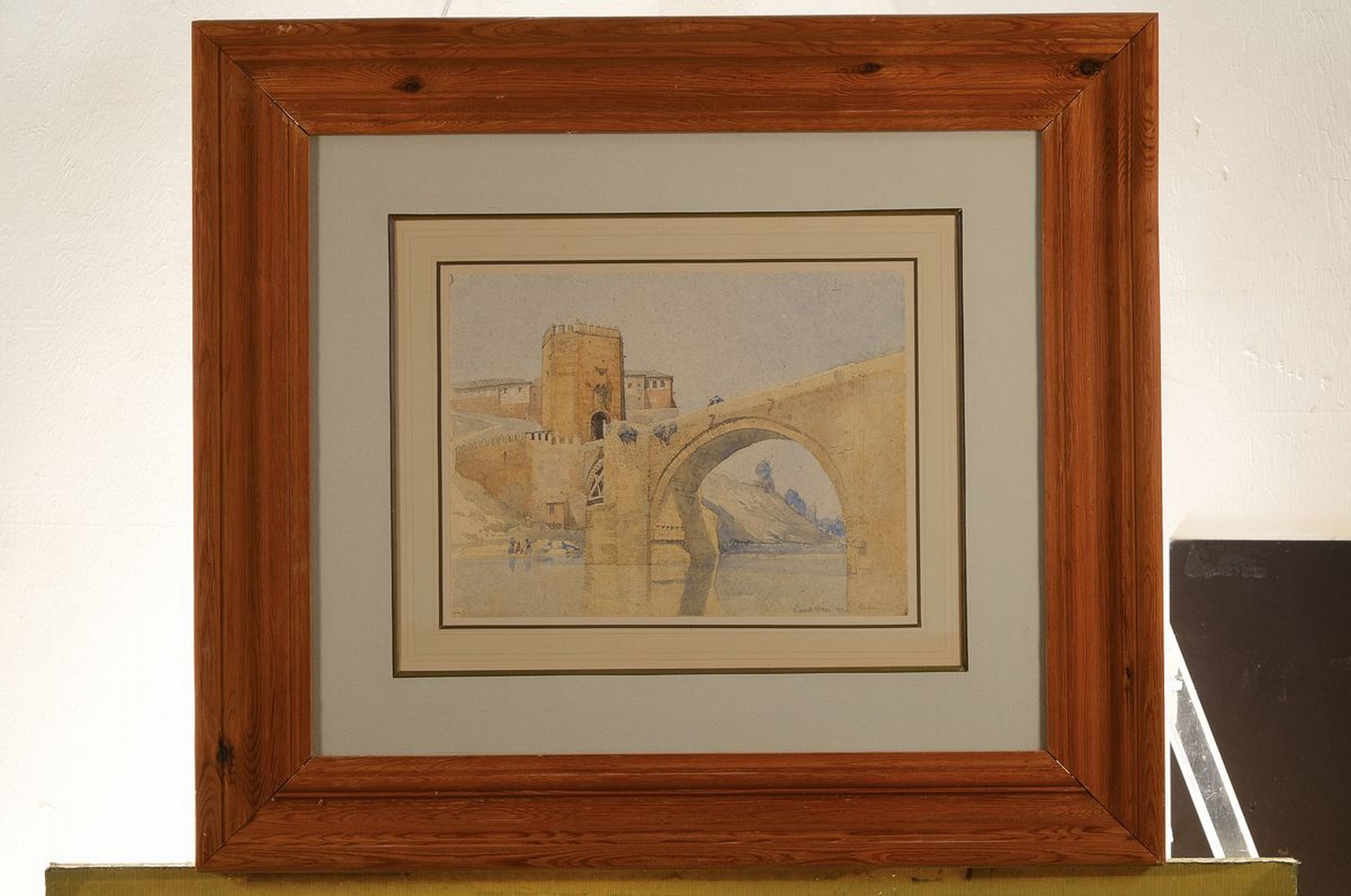 Detail k: Kenneth Hobson, geb. 1897, die Brücke von Alcantara, Toledo, Spanien, dat. 1921, Aquarell/Papier, rechts unten sign. und datiert, PP, unter Glas, ...