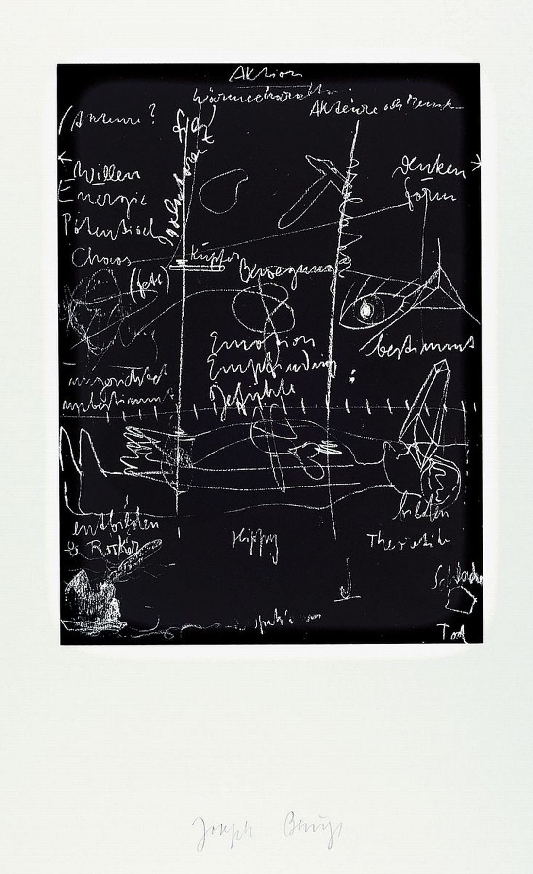 Joseph Beuys 1921 - 1986, Siebdruck auf Karton, handsigniert, aus 1980, ca. 86 x 60.7 cm, WVZ Schellmann 326-28 , 107 x 77 cm, unter Glas, Rahmen