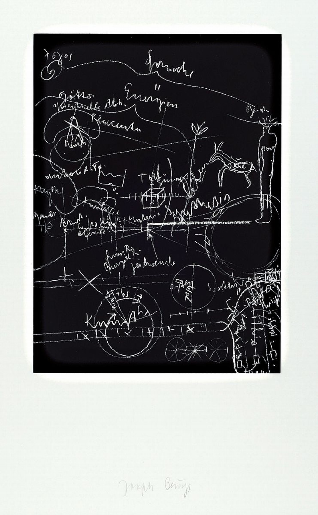 Joseph Beuys 1921 - 1986, Siebdruck auf Karton, handsigniert, aus 1980, ca. 86 x 60.7 cm, WVZ Schellmann 326-28 107 x 77 cm, unter Glas, Rahmen