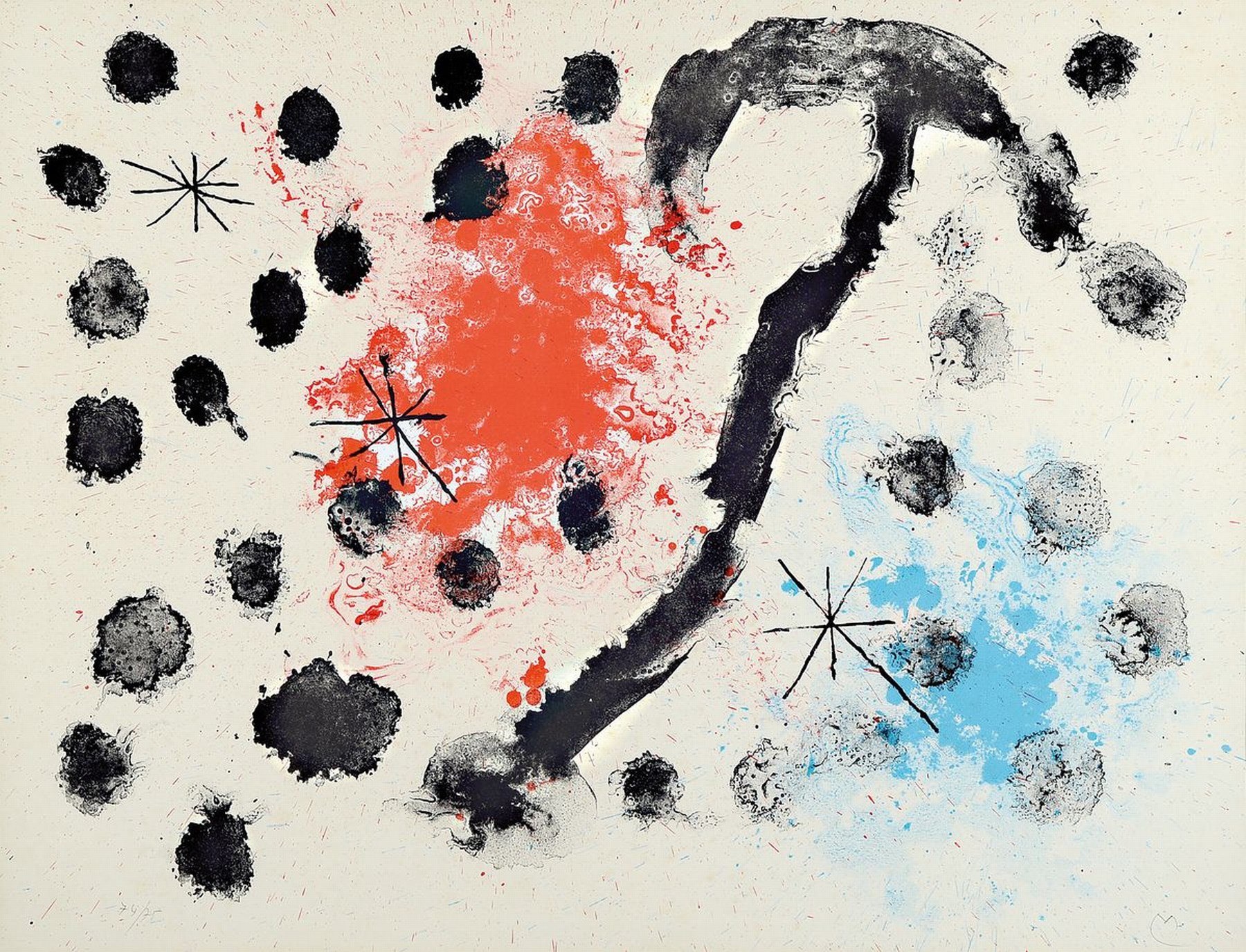 Joan Miro, 1893 - 1983, Farblithografie auf Rives, monogrammiert, num. 74/75, Blattgröße 51 x 66.5 cm, Blattgröße 51 x 66.5 cm, Hrsg. Maeght 322, ...