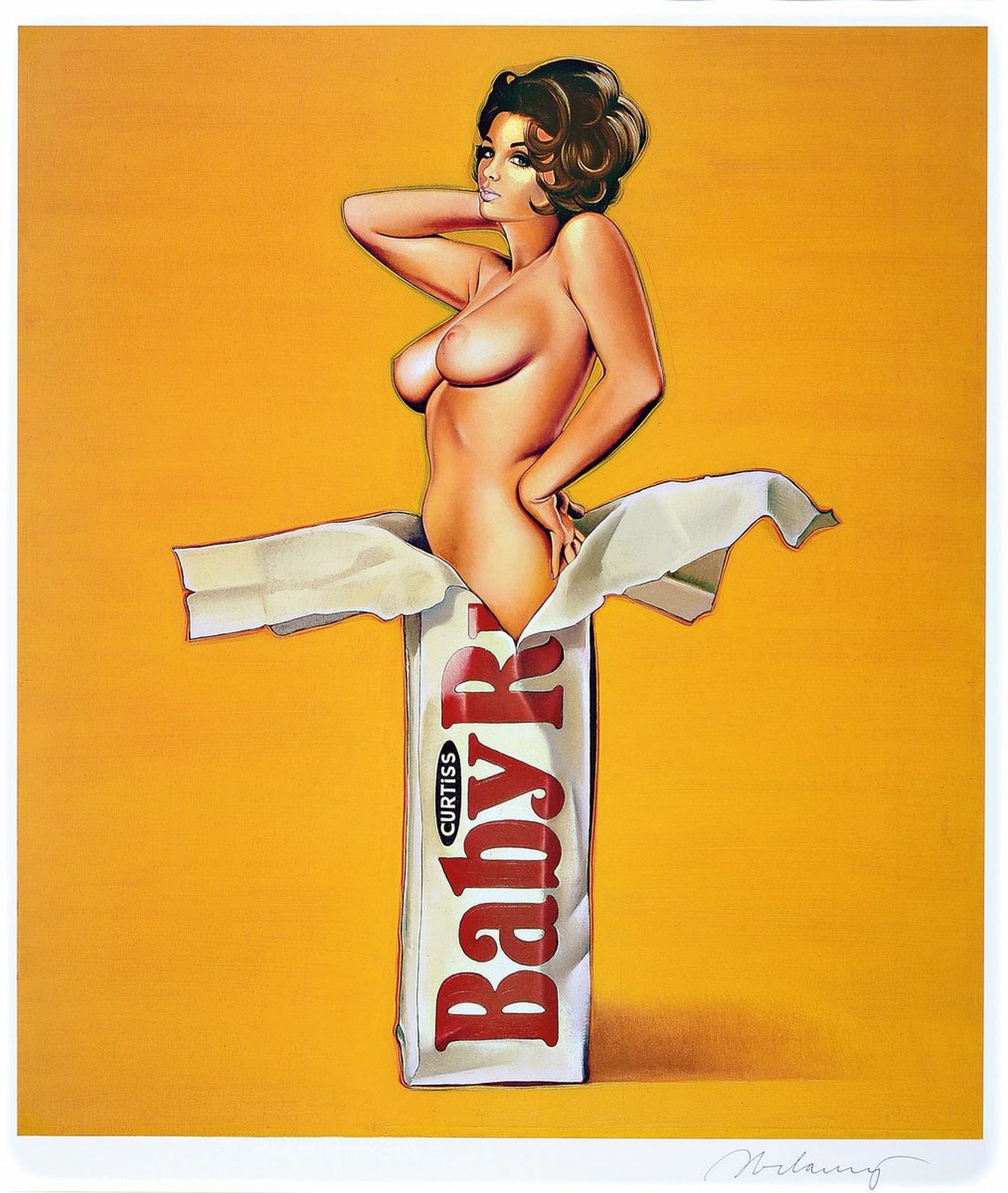 Mel Ramos, geb. 1935, Farboffset, handsigniert,"Baby Ruth", Blattgr.54 x 48 cm, unter Glas, Rahmen