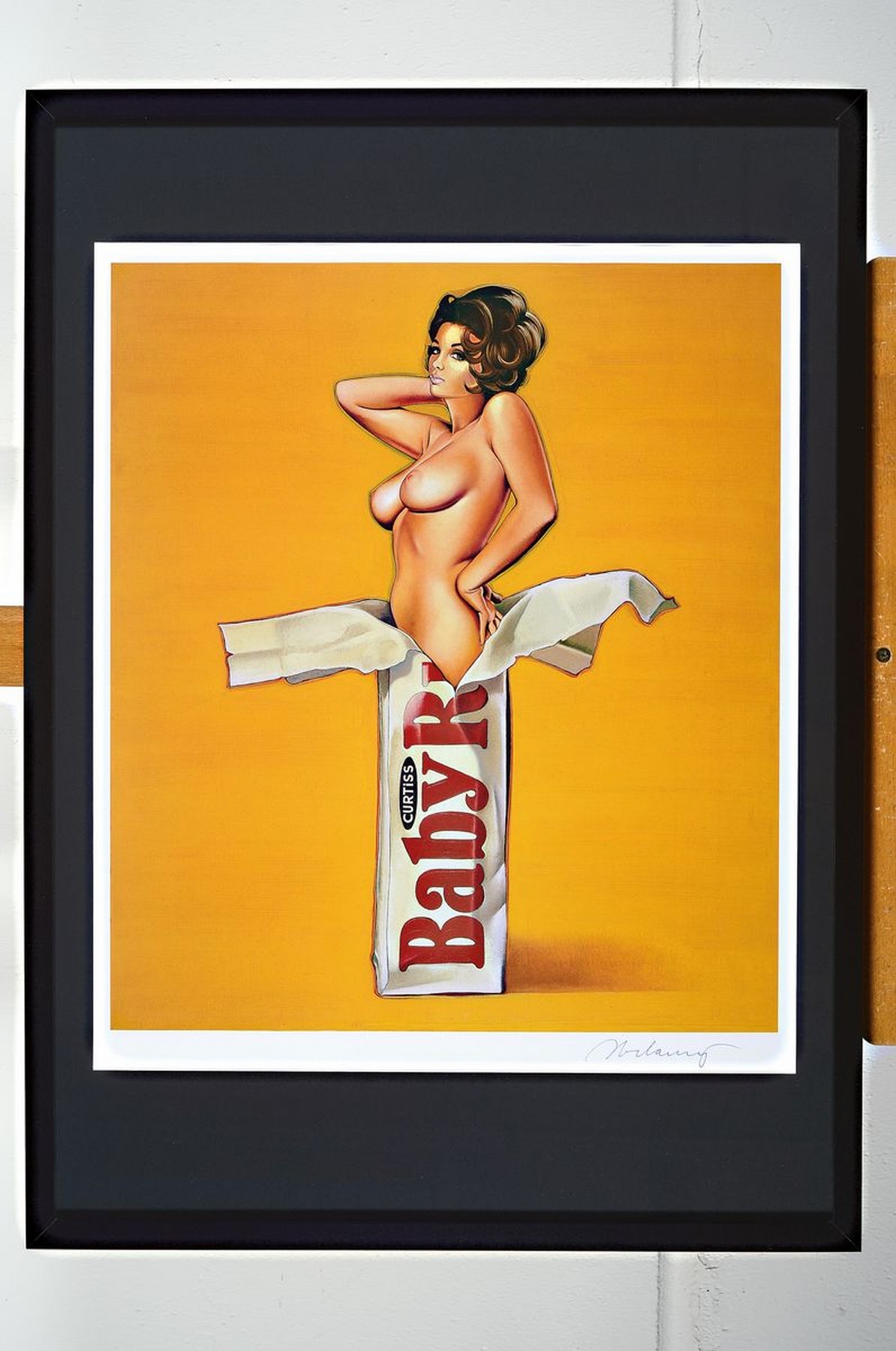 Detail k: Mel Ramos, geb. 1935, Farboffset, handsigniert,"Baby Ruth", Blattgr.54 x 48 cm, unter Glas, Rahmen