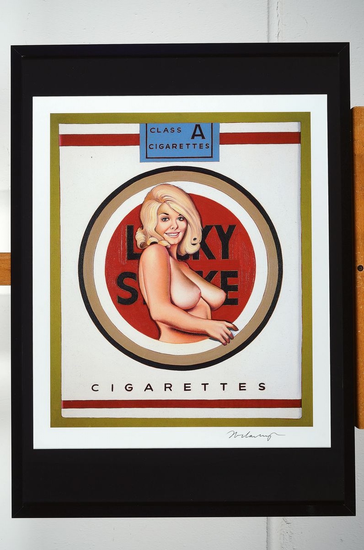 Detail k: Mel Ramos, geb. 1935, Farboffset, handsigniert,"Lucky Lulu Blonde" 54 x 48 cm, unter Glas, Rahmen ca. 72 x 52 cm