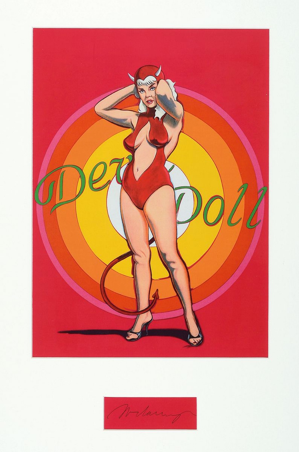Mel Ramos, geb. 1935, Farboffset, handsigniert,"Devil Doll", 2005, unter Glas, Rahmen ca. 52 x 42 cm gesamt