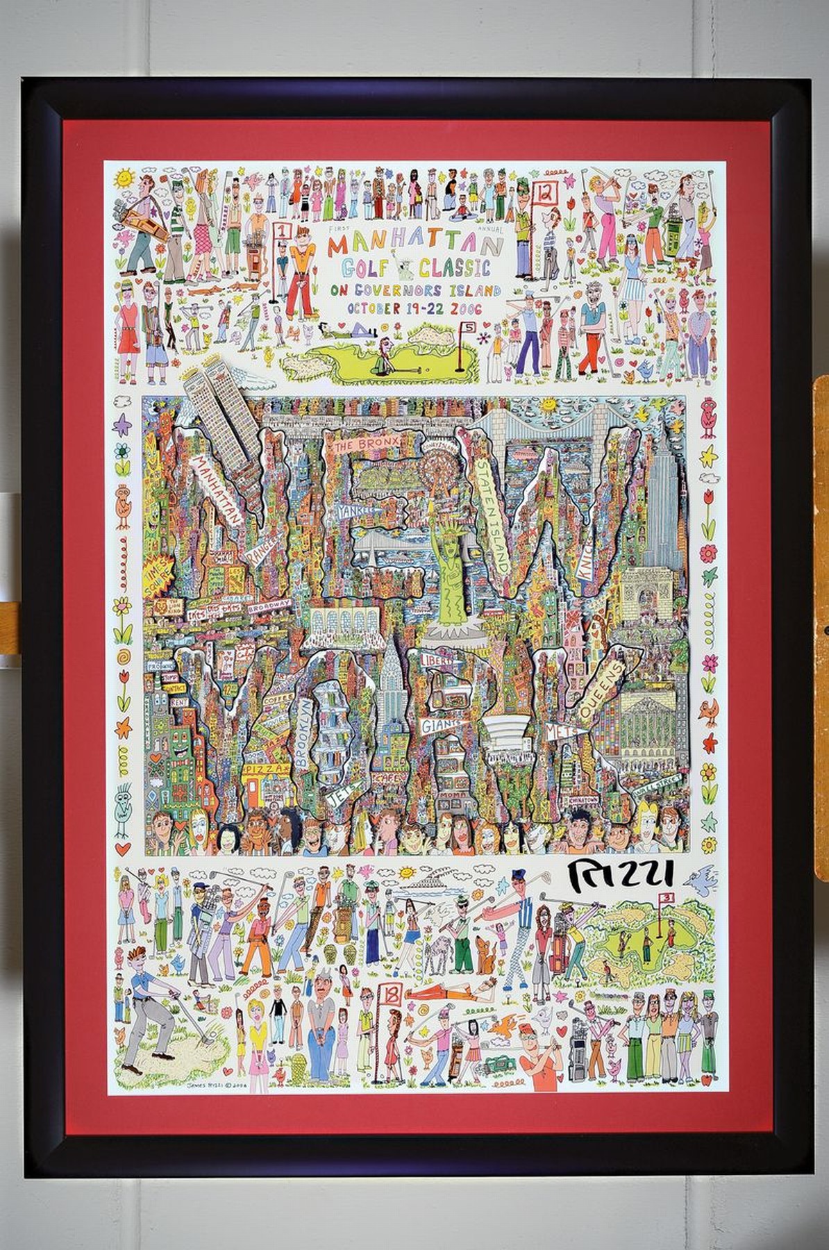 Detail k: James Rizzi, 1950 - 2011, "Manhattan Golf classic", Offset auf Papier handsigniert, zum ersten jährlichen Golfturnier 2006 in New York ...