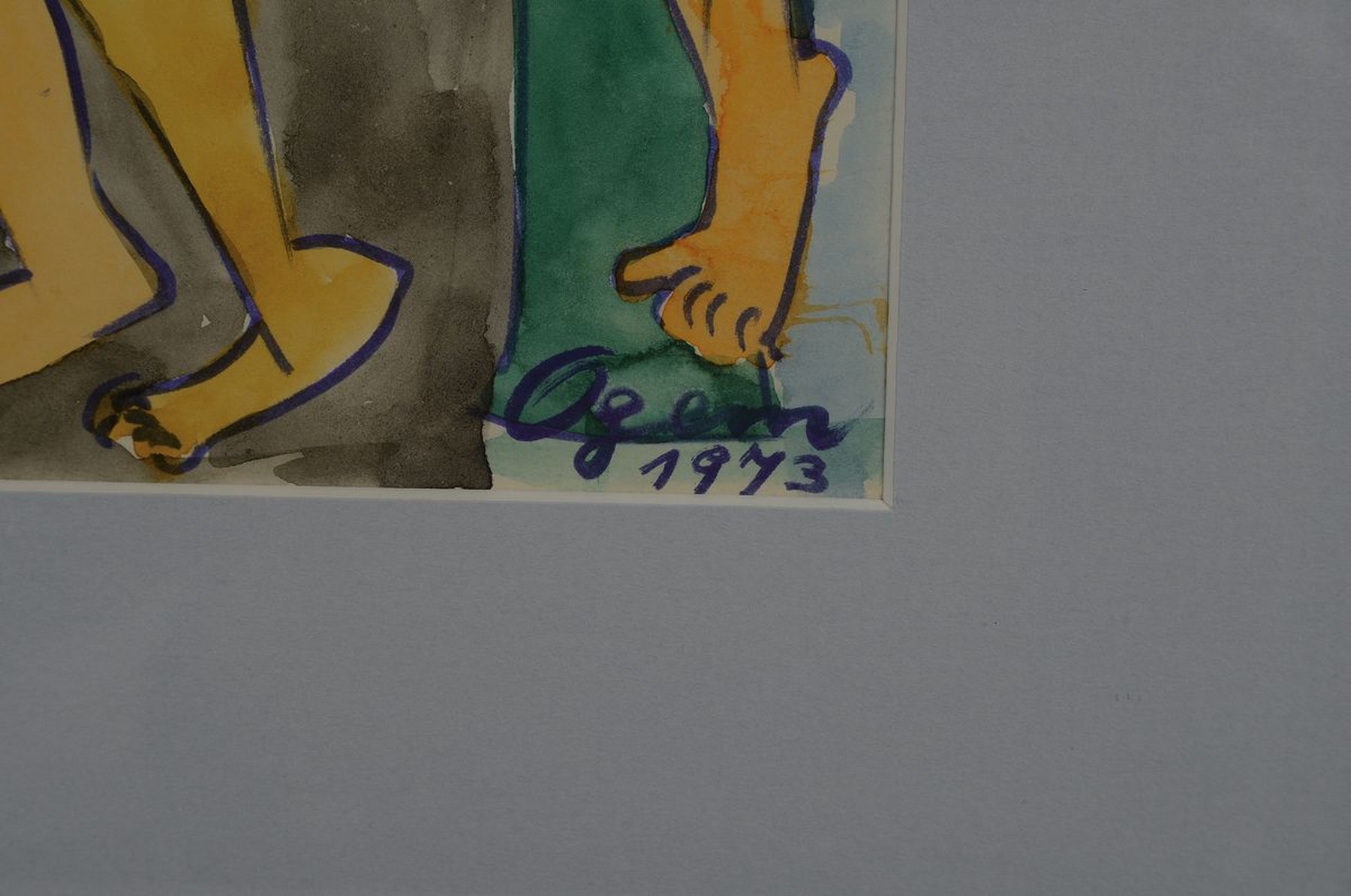 Detail a: Gertrud Ogem, 1919 - 1985, expressionistisches Aquarell, handsigniert, "Akte im Sonnenschein", signiert und dat. 1973, Papier, Berliner ...