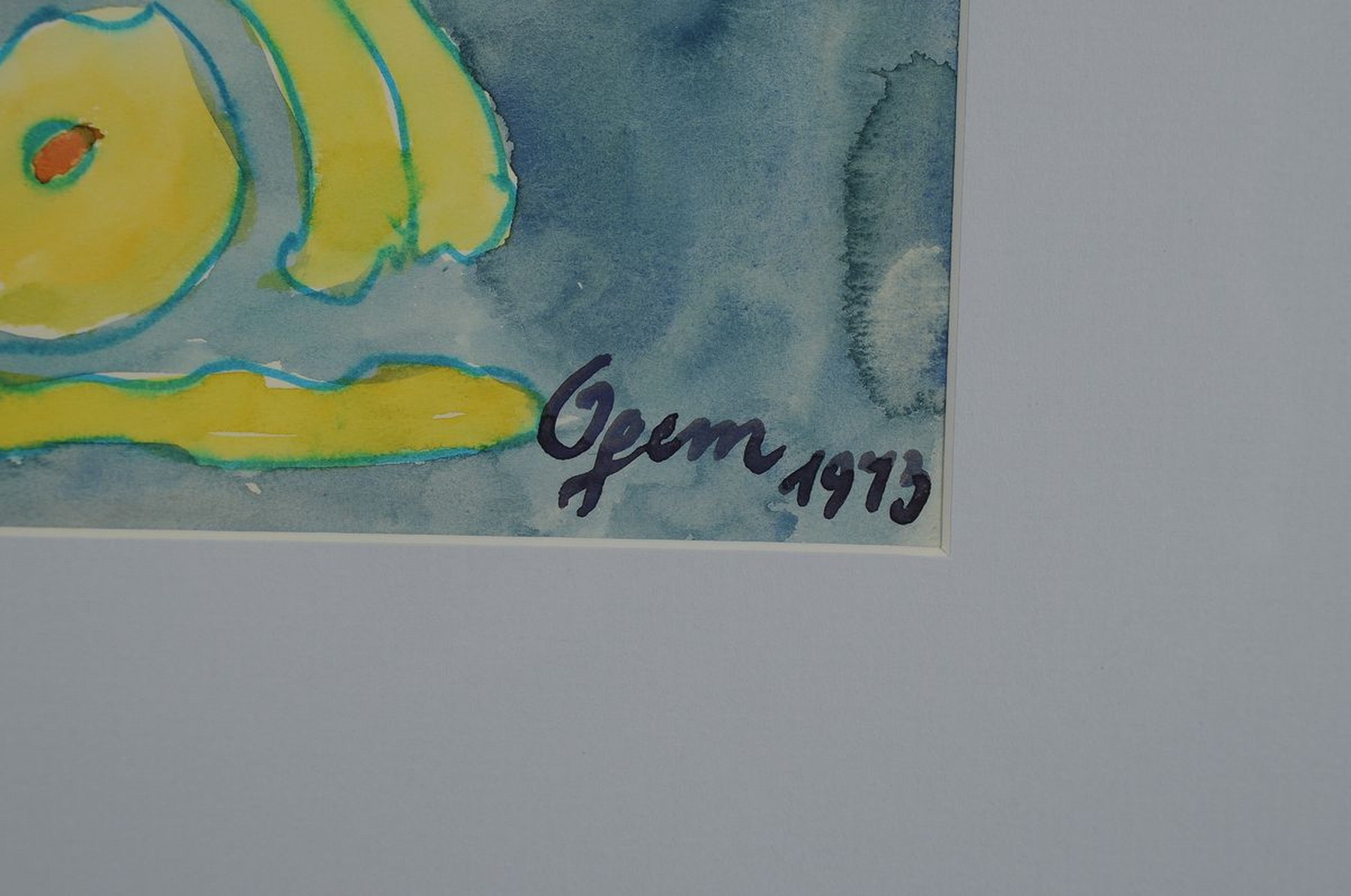 Detail a: Gertrud Ogem, 1919 - 1985, expressionistisches Aquarell,/Mischtechnik/ Papier , signiert und dat. 1973, Berliner Künstlerin, PP. ca. 29 x 41cm, ...