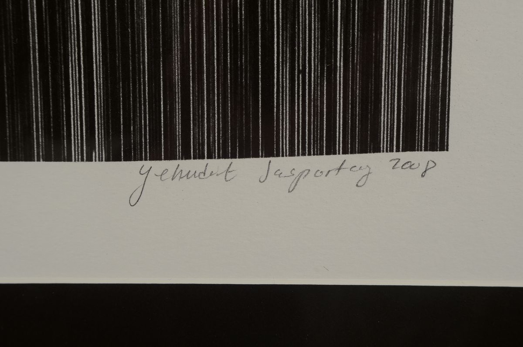 Detail a: Yehudit Sasportas, geb. 1969, von 2008, Lithografie auf dicken Velin, handsigniert, num. 12/35, Blattgröße 103.5 x 66.5 cm, unter Glas, Rahmen