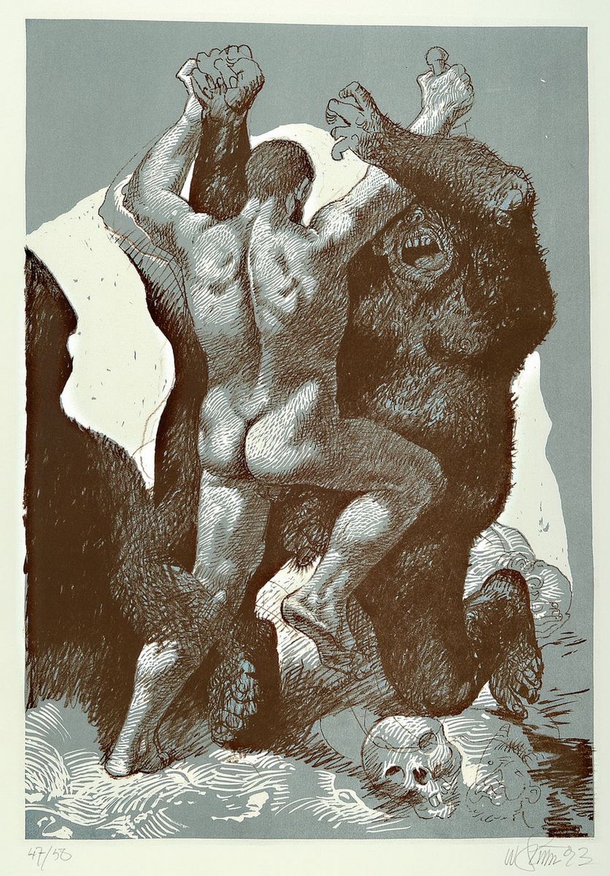 Willi Sitte, 1921 - 2013, Lithografie auf Bütten, num. 47/58, handsigniert, Abb. ca. 64 x 45 cm, unter Glas, Rahmen: 93.5 x 63 cm