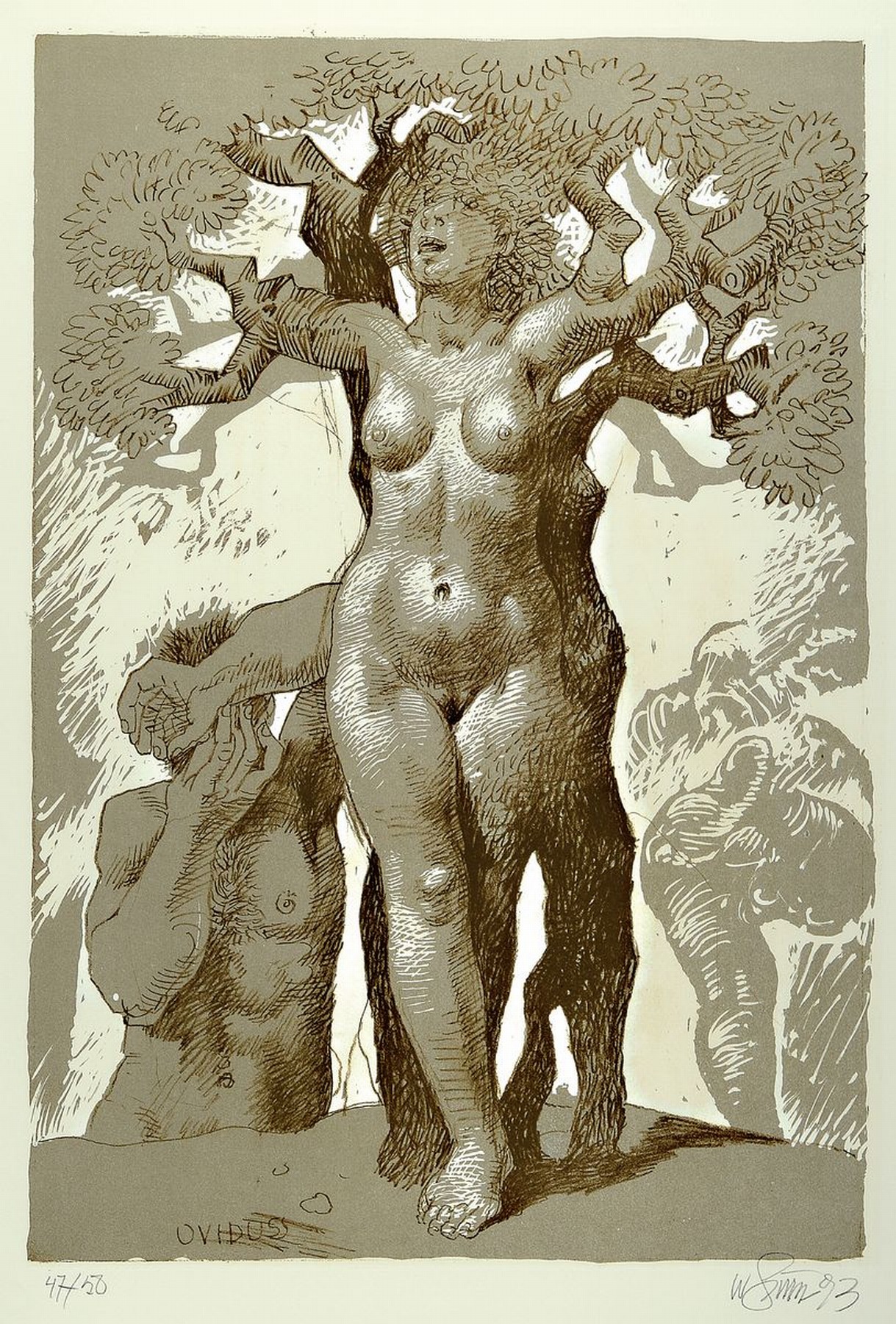 Willi Sitte, 1921 - 2013, Lithografie auf Bütten, num. 47/58 handsigniert, Abb. ca. 64 x 45 cm, unter Glas, Rahmen: 93.5 x 63 cm