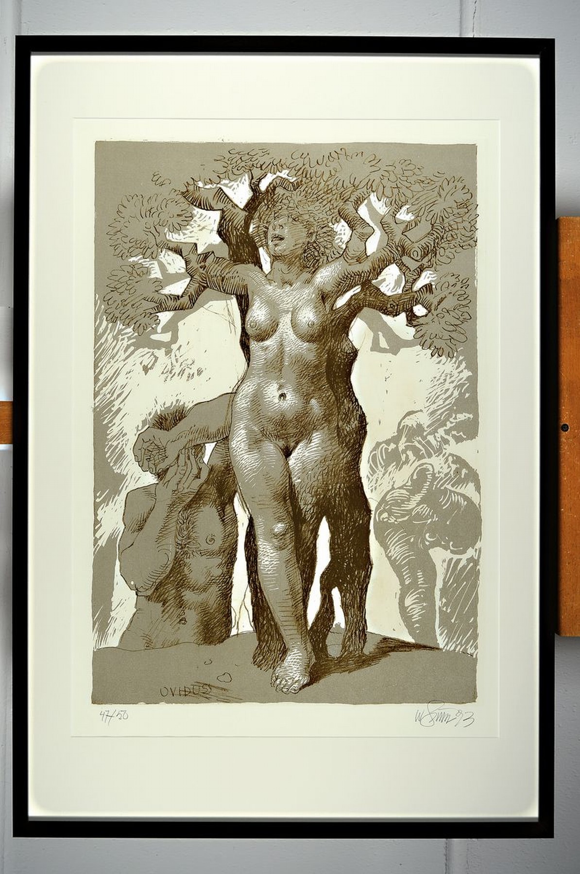 Detail k: Willi Sitte, 1921 - 2013, Lithografie auf Bütten, num. 47/58 handsigniert, Abb. ca. 64 x 45 cm, unter Glas, Rahmen: 93.5 x 63 cm