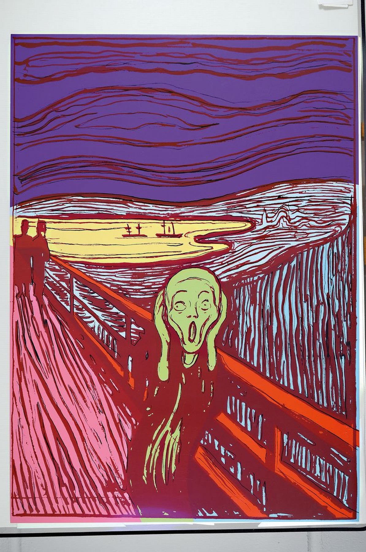 Detail k: nach Andy Warhol, Siebdruck auf festem Karton, "The scream (green)", Hrsg. Sunday B. Morning, rückseitig mit Stempel des Hrsg. und dem ...