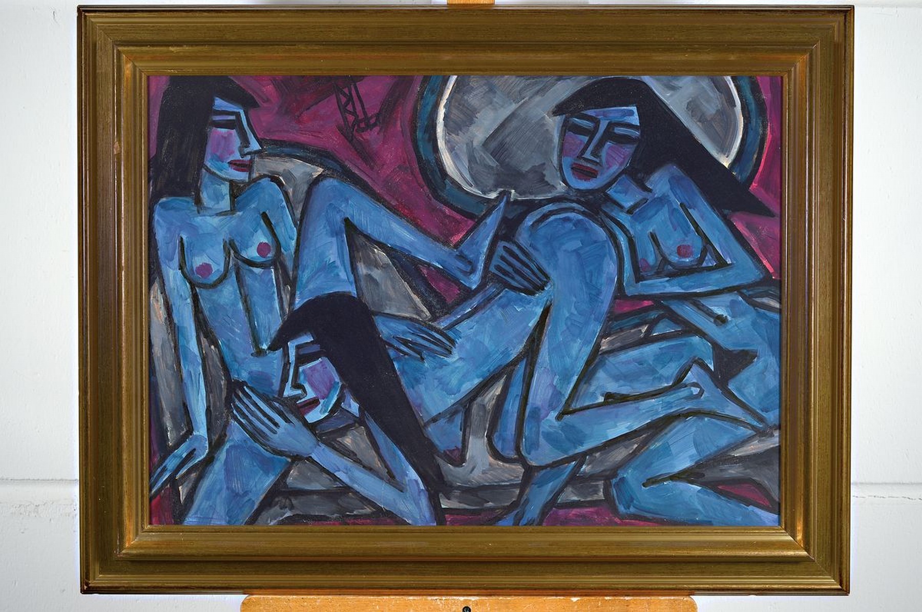 Detail k: Berutscha, (Gurami Hagemann), 1945 - 2013, erotisches Aktgemälde des bekannten und gesuchten post-expressionistischen Künstlers, Öl/Malkarton, ...