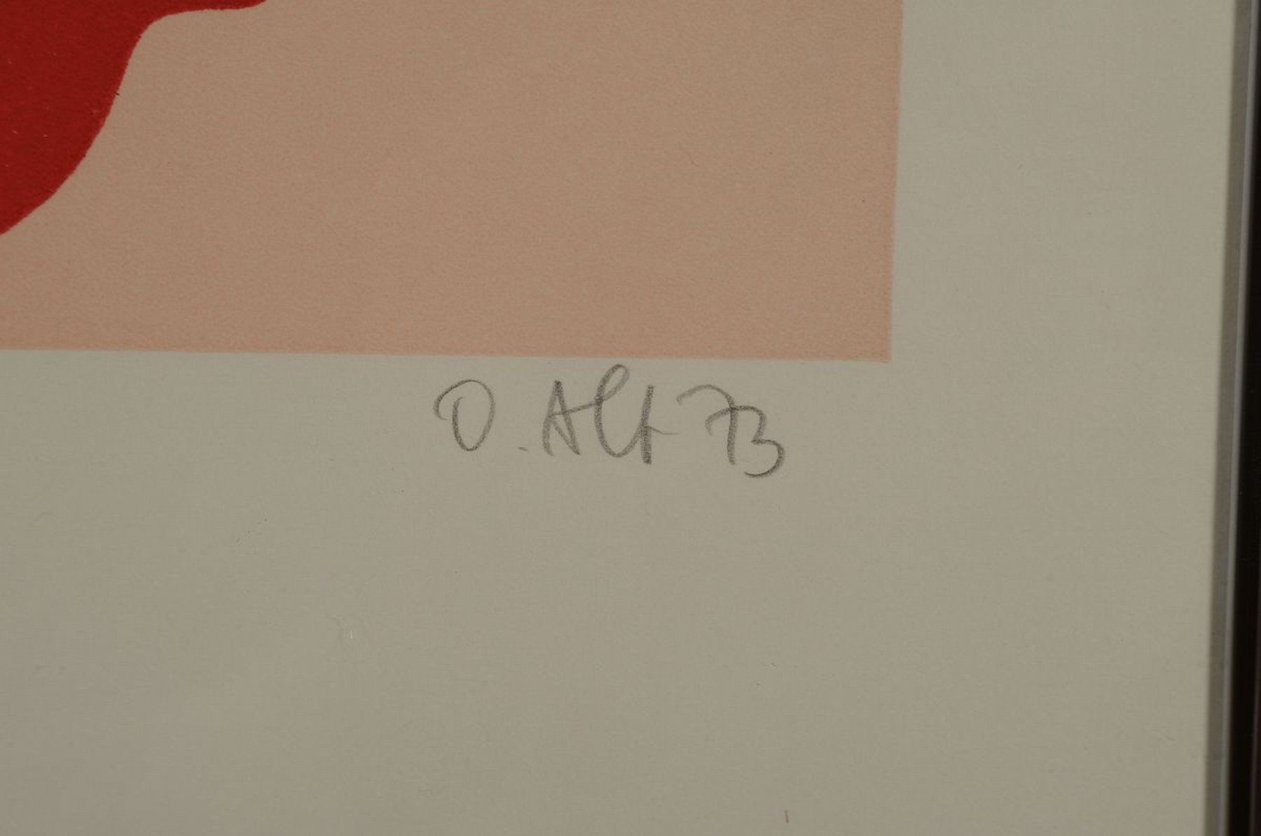 Detail a: Otmar Alt, geb. 1940, Farbsiebdruck auf Papier, handsigniert, dat. 73, num. 105/120, mit Prägestempel der Galerie SChmücking, in Alu- ...