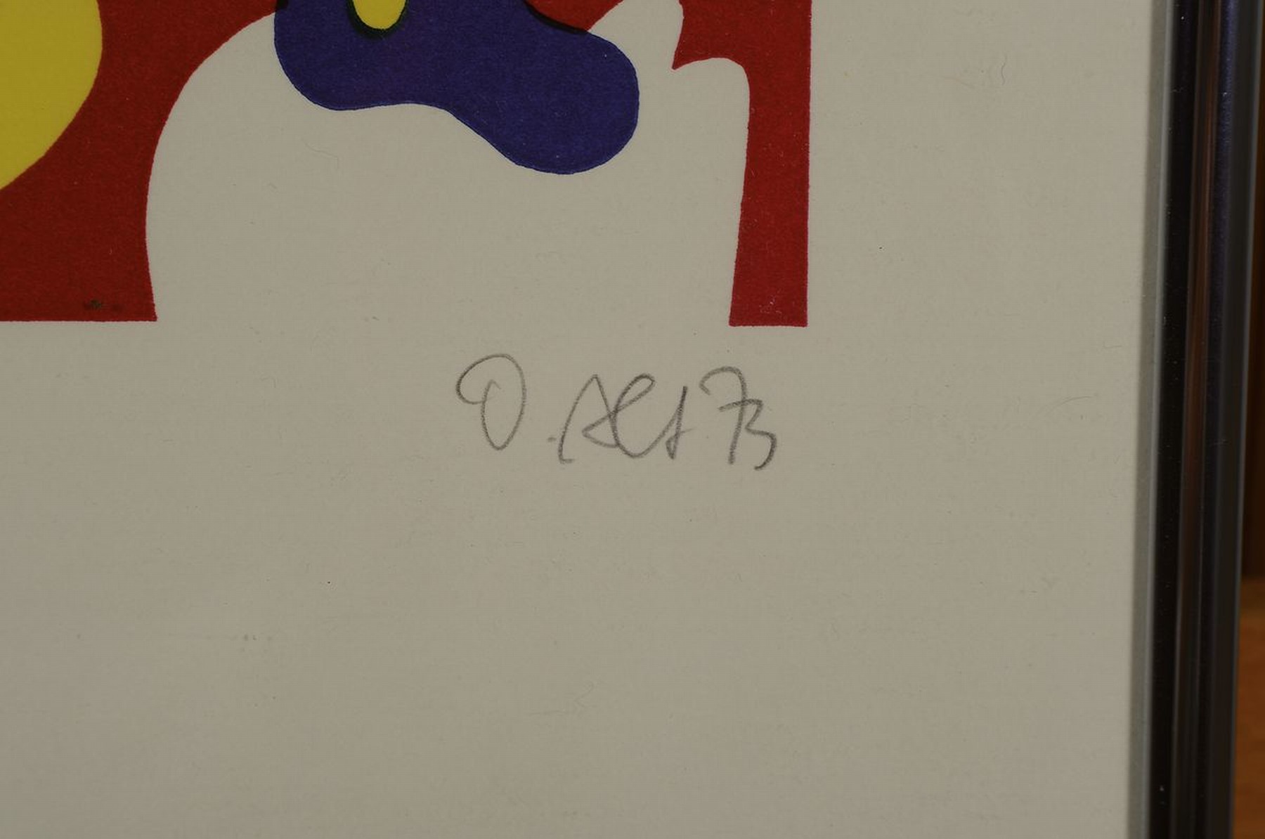 Detail c: Otmar Alt, geb. 1940, Farbsiebdruck auf Papier, handsigniert, dat. 73, num. 105/120, mit Prägestempel der Galerie SChmücking, in Alu- ...