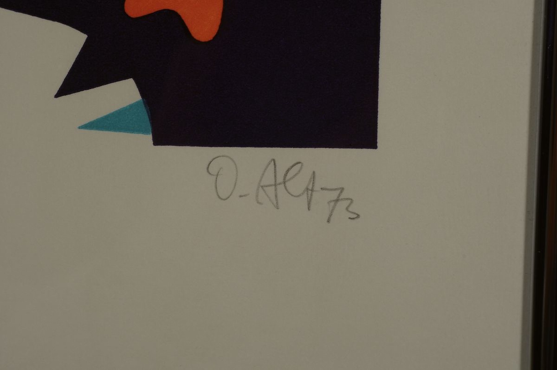 Detail a: Otmar Alt, geb. 1940, Farbsiebdruck auf Papier, handsigniert, dat. 73, num. 105/120, mit Prägestempel der Galerie SChmücking, in Alu- ...