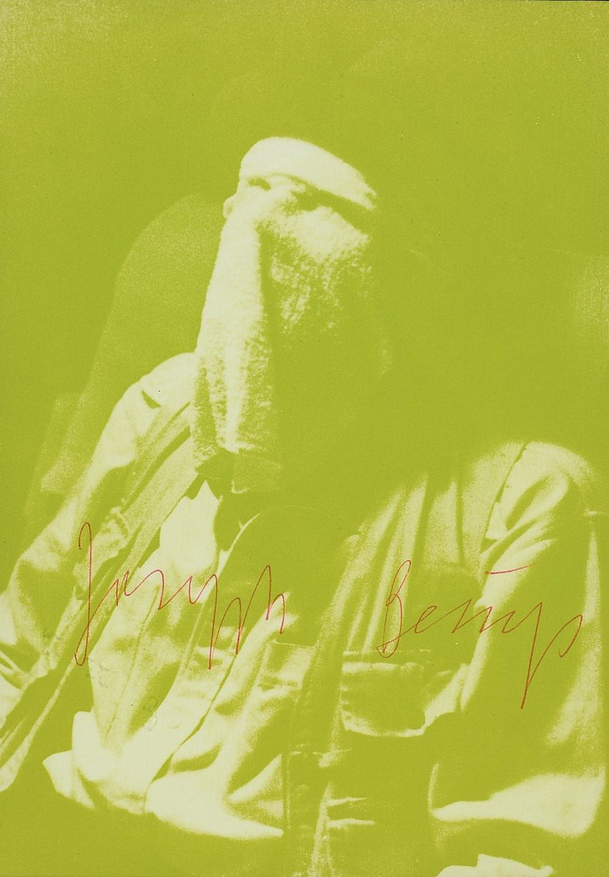 Joseph Beuys, 1921 - 1986, Multiple, handsigniert, "Joseph Beuys auf dem Flug nach Amerika", hellgrün, aus 1974, unter Glas, Rahmen ca. 26 ...