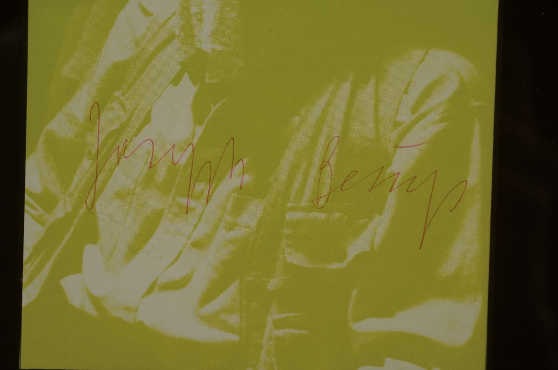 Detail a: Joseph Beuys, 1921 - 1986, Multiple, handsigniert, "Joseph Beuys auf dem Flug nach Amerika", hellgrün, aus 1974, unter Glas, Rahmen ca. 26 ...