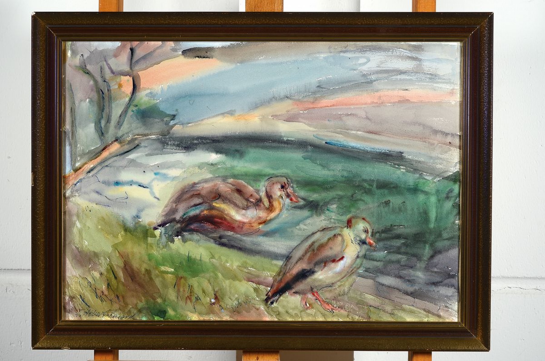 Detail k: Loulou Albert-Lasard, 1885 Metz - 1969 Paris, "Canards", Aquarell/Papier, handsigniert, ca. 39 x 55 cm, unter Glas, Rahmen: 46 x 62 cm, ...