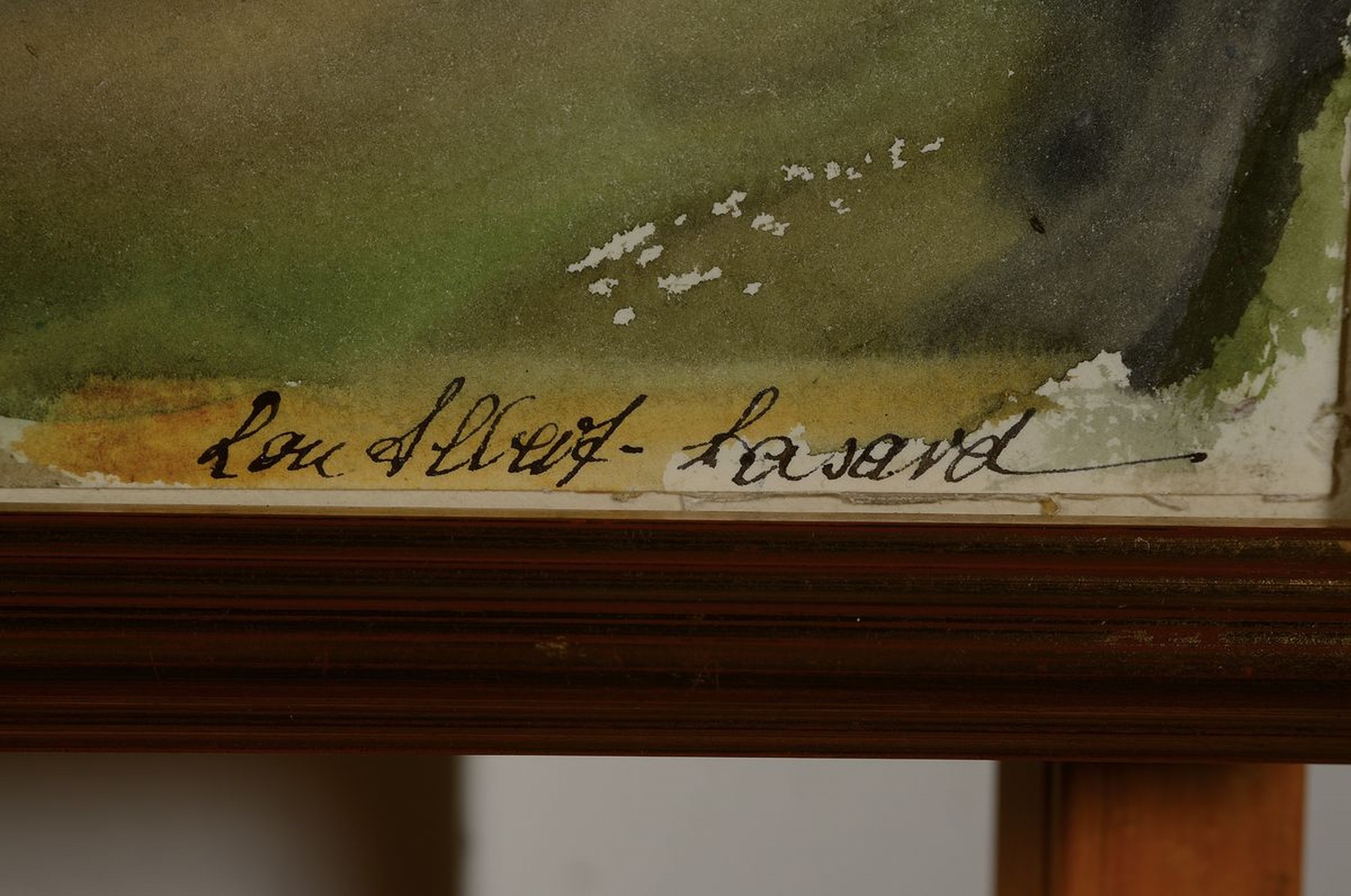 Detail a: Loulou Albert-Lasard, 1885 Metz - 1969 Paris, südliche Landschaft "Ombrie", Aquarell/Papier,handsigniert, ca. 38 x 46 cm, Rahmen, verso ...