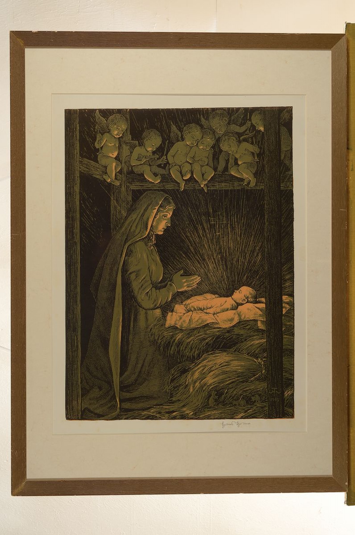Detail k: Hans Thoma, 1839 - 1924, Maria mit Jesuskind, 1903, in der Platte monogrammiert und dat., handsigniert, Blattmaß 49.5 x 36.5 cm, Rahmen: ca. 74x 54 ...