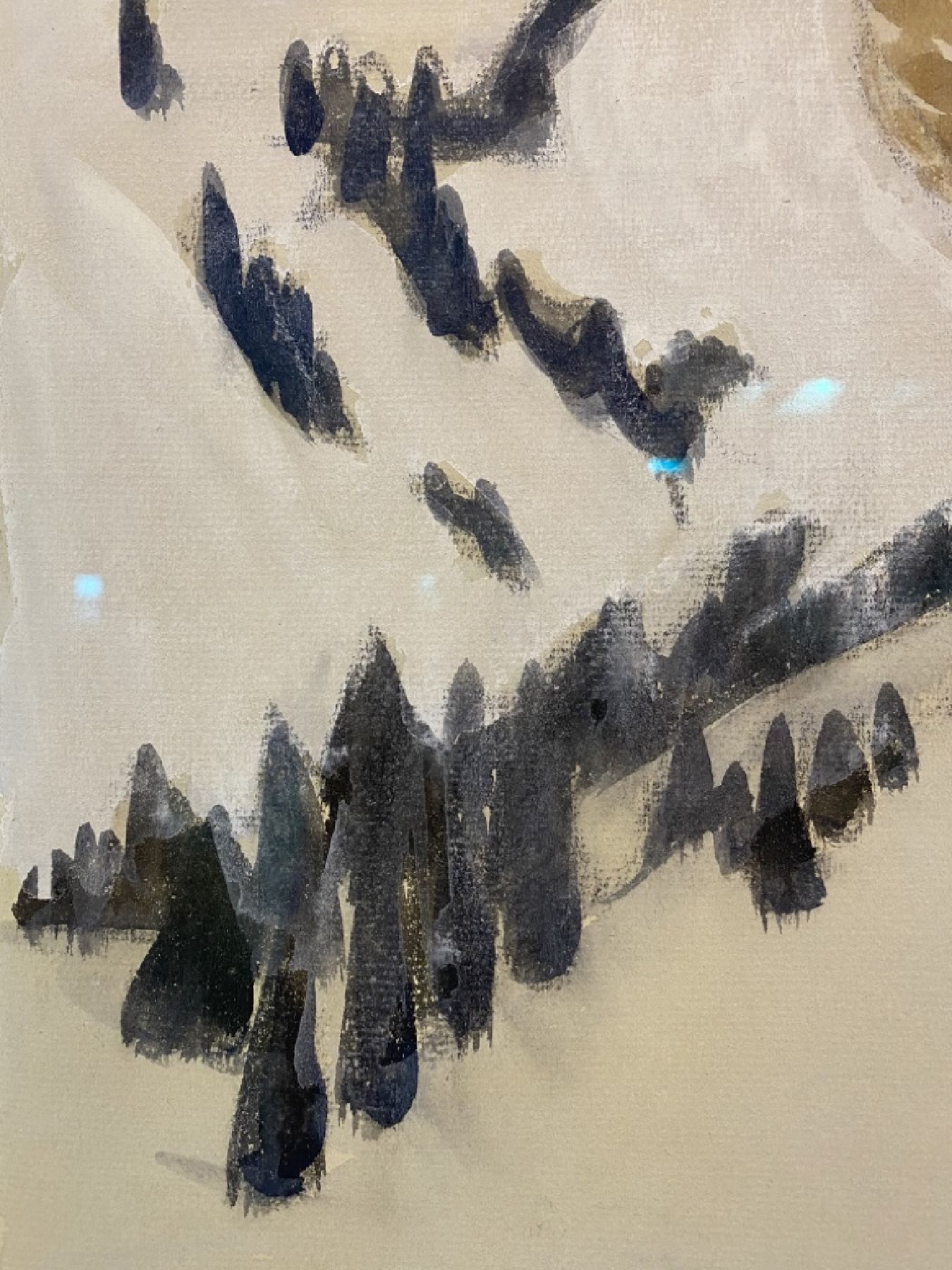 Detail d: Erich Heckel, 1883 - 1970, "Berge im Winter", Aquarell/Bleistift auf Papier, Blattgr. 48.6 x 63 cm, re. u. handsigniert und dat. (19)49, ...