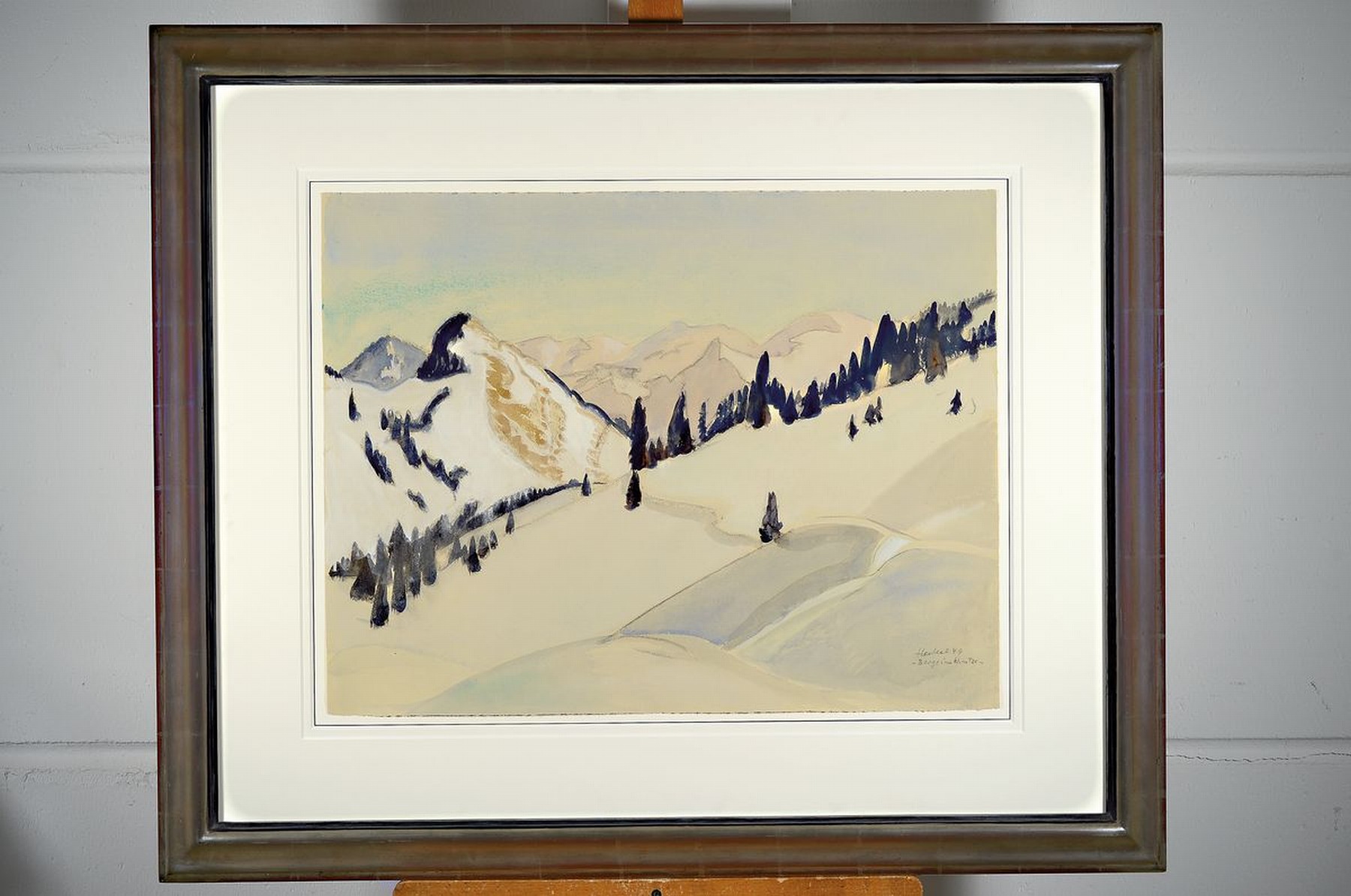 Detail k: Erich Heckel, 1883 - 1970, "Berge im Winter", Aquarell/Bleistift auf Papier, Blattgr. 48.6 x 63 cm, re. u. handsigniert und dat. (19)49, ...