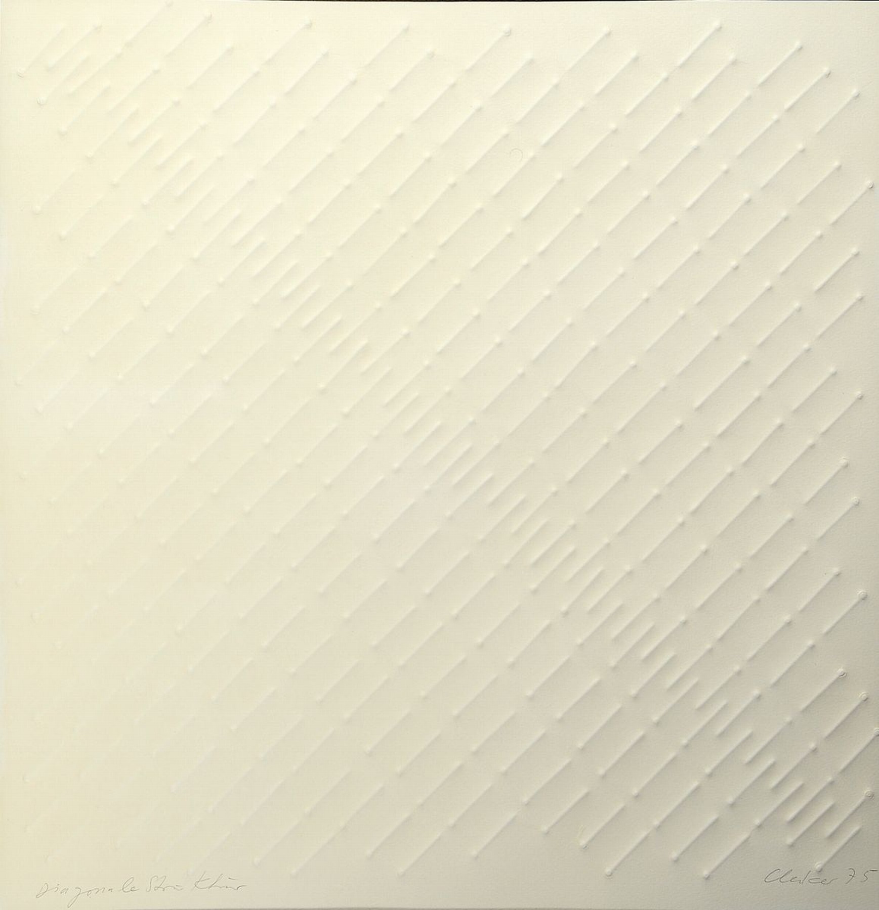 Günther Uecker, geb. 1938, Prägedruck auf Büttenpapier, seltene diagonale Nagelprägung des Künstler, links unten ist das Werk betitelt ...