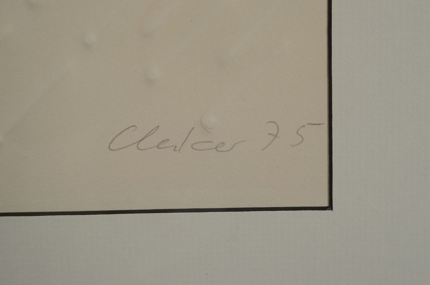 Detail a: Günther Uecker, geb. 1938, Prägedruck auf Büttenpapier, seltene diagonale Nagelprägung des Künstler, links unten ist das Werk betitelt ...