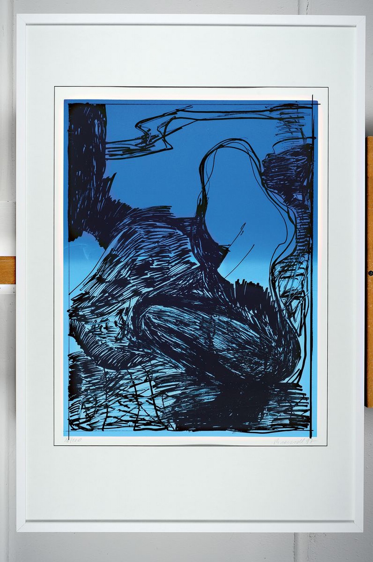 Detail k: Herbert Brandl, geb. 1959, zeitgenössischer österreichischer Künstler, Siebdruck auf BFK-Rives-Bütten, "Die Pflicht des Einsamen", ...