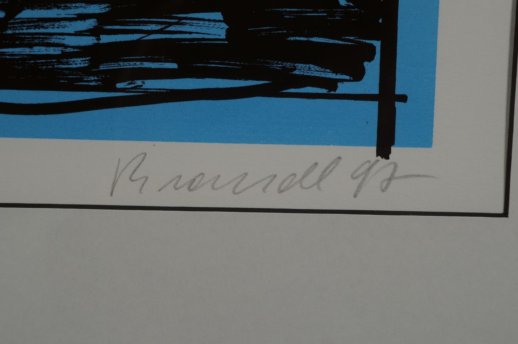 Detail l: Herbert Brandl, geb. 1959, zeitgenössischer österreichischer Künstler, Siebdruck auf BFK-Rives-Bütten, "Die Pflicht des Einsamen", ...
