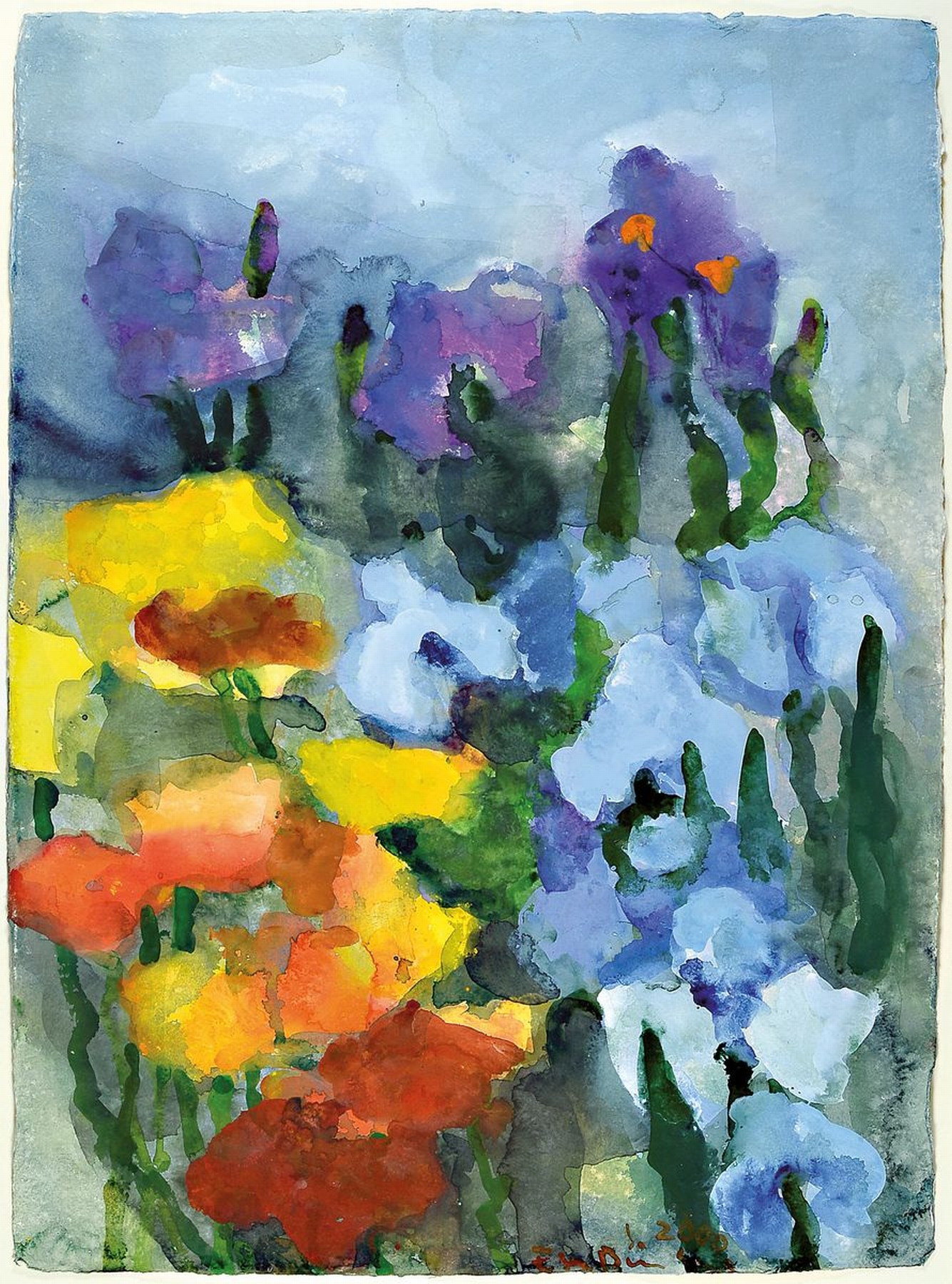 Klaus Fußmann, geb. 1938, Velbert, Aquarell auf Karton, sign., dat. 2000, unter Glas gerahmt, Motiv ca. 76x56 cm, gesamt ca. 110x88 cm